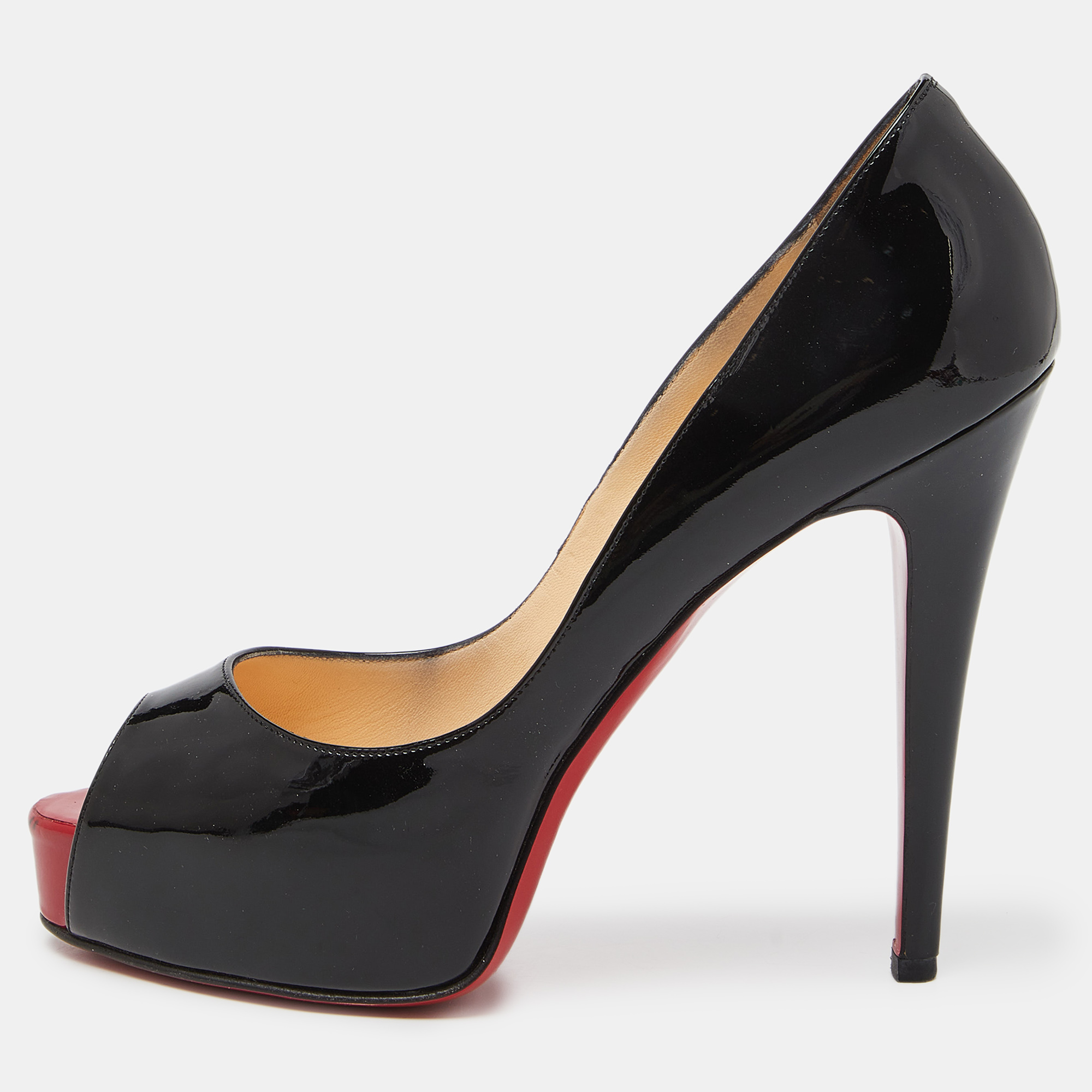 Christian louboutin black patent leather hyper prive pumps size 38