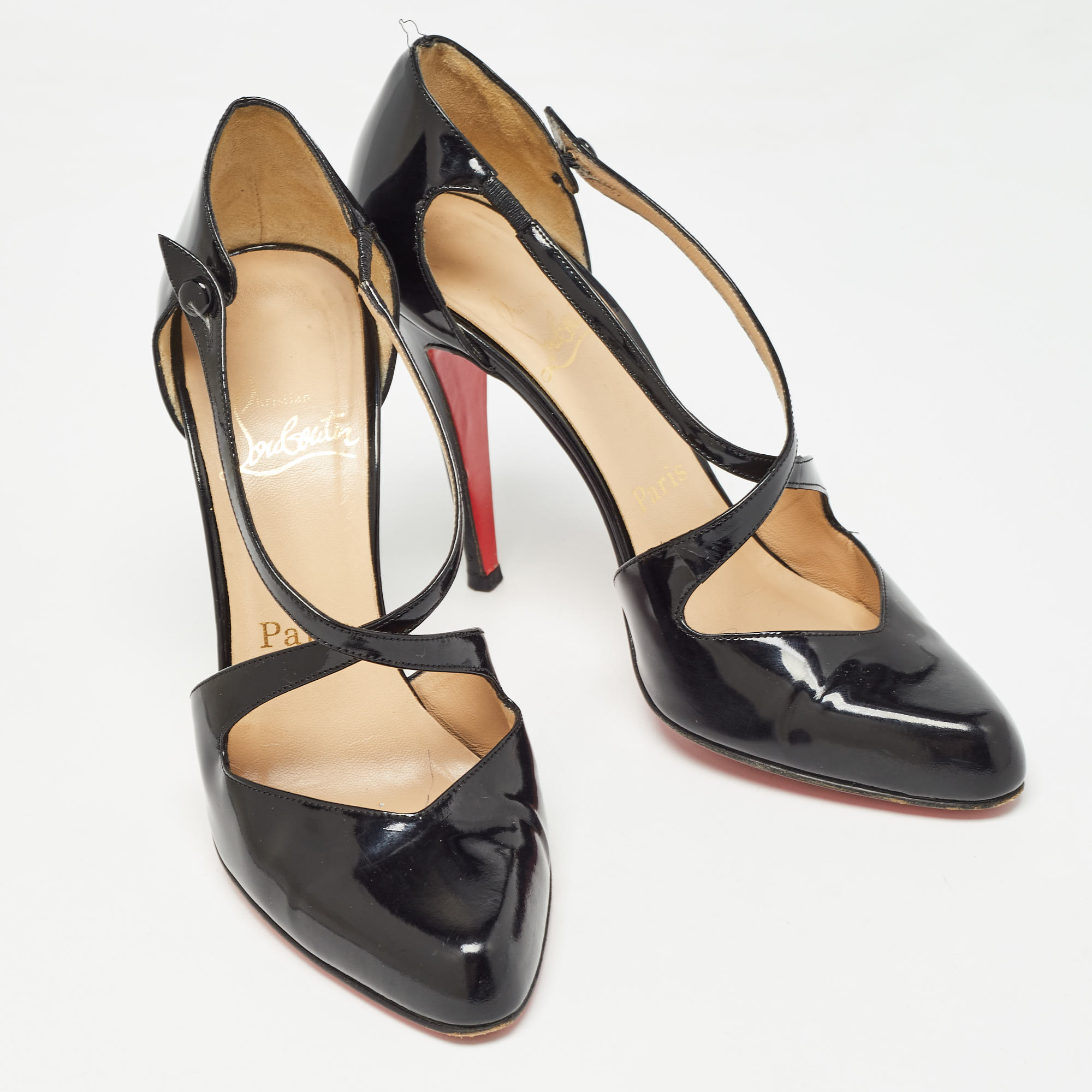 Christian Louboutin Black Patent Leather Triclo Pumps Size 38