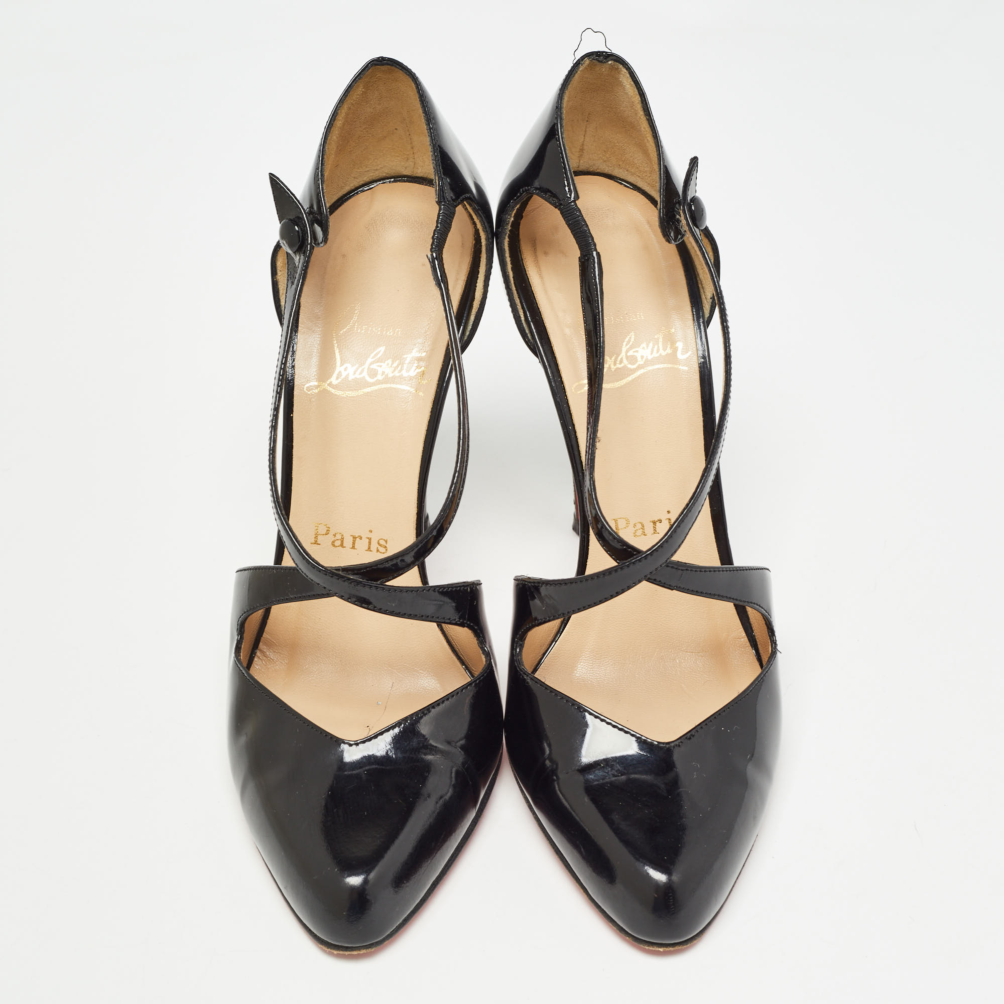 Christian Louboutin Black Patent Leather Triclo Pumps Size 38