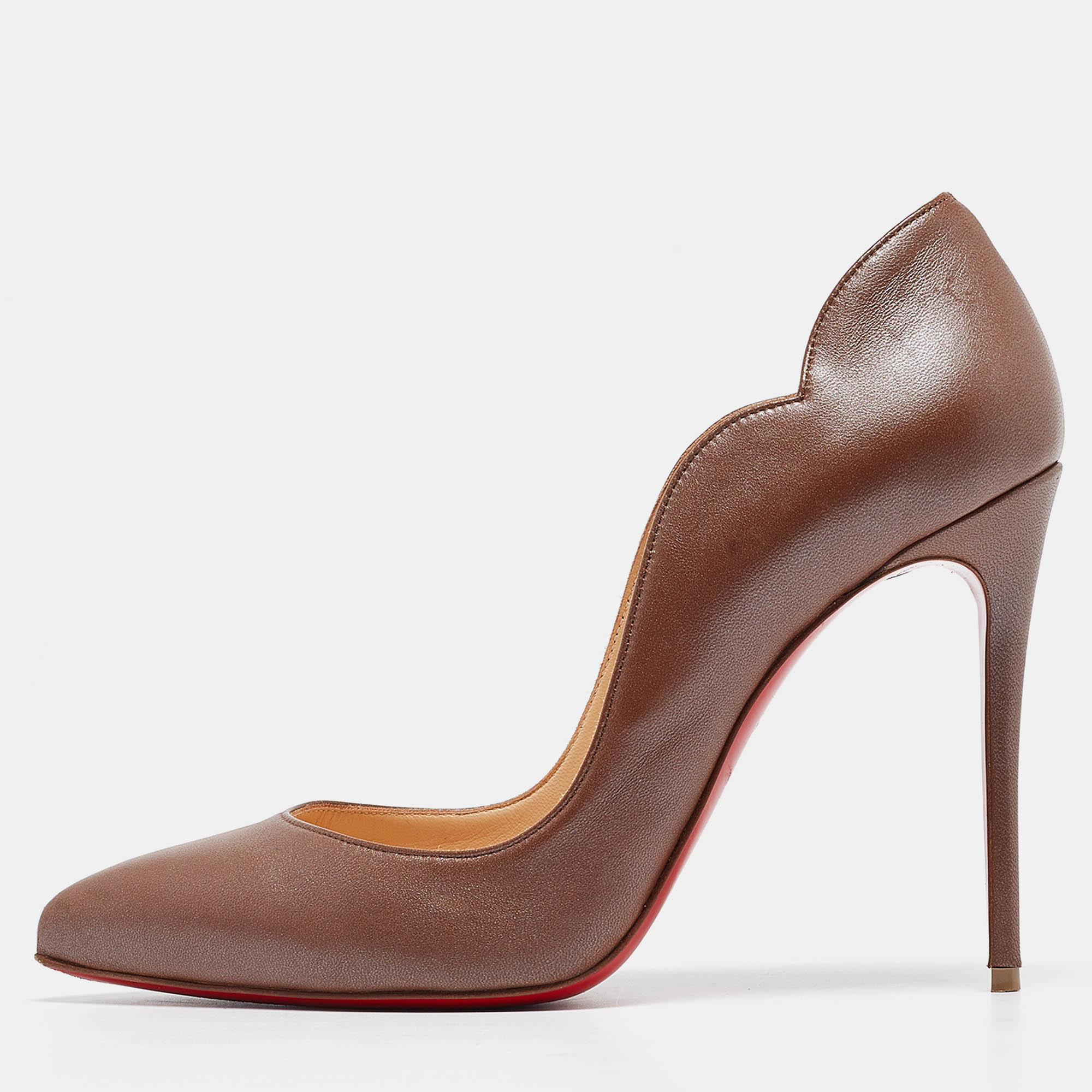 Christian louboutin metallic brown leather hot chick pumps size 39