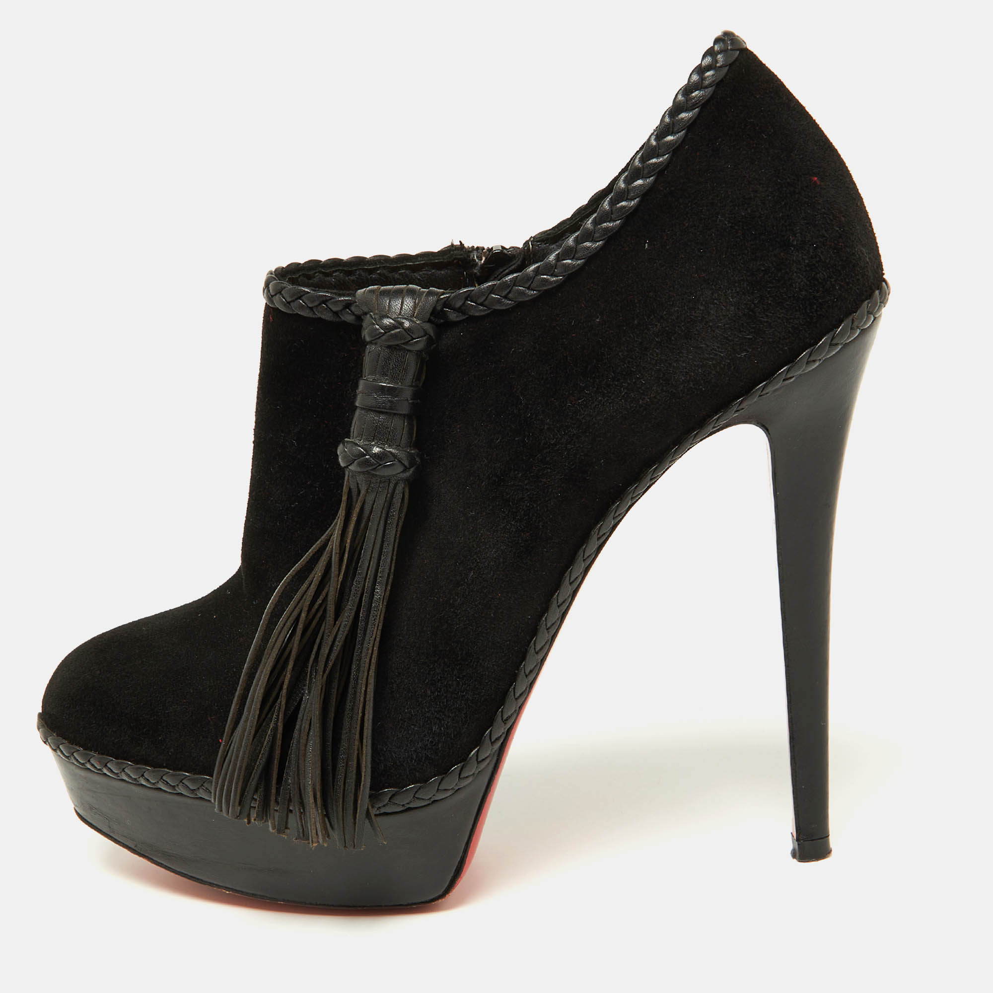 Christian louboutin black suede sultane ankle booties size 40.5