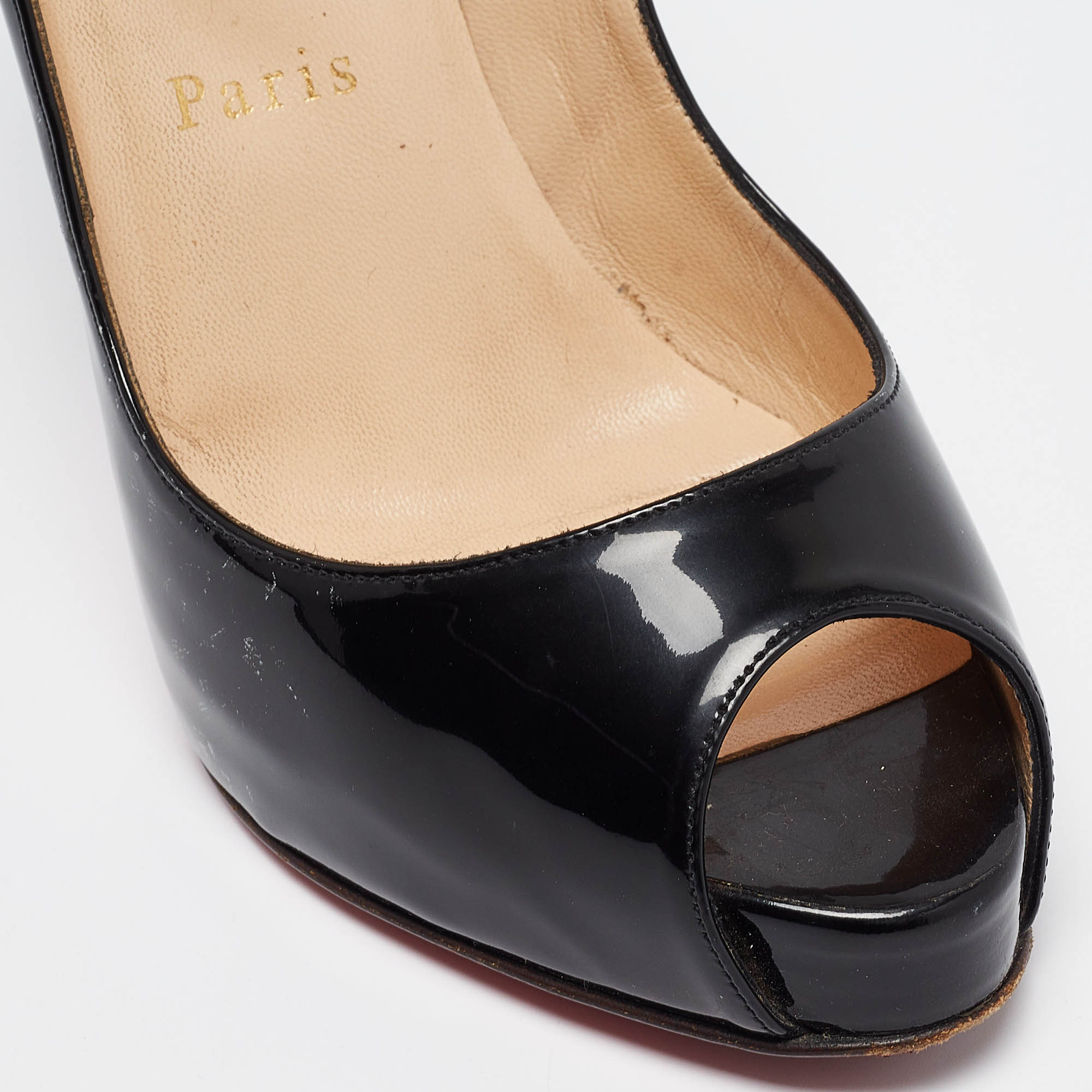 Christian Louboutin Black Patent Leather Very Prive Pumps Size 36