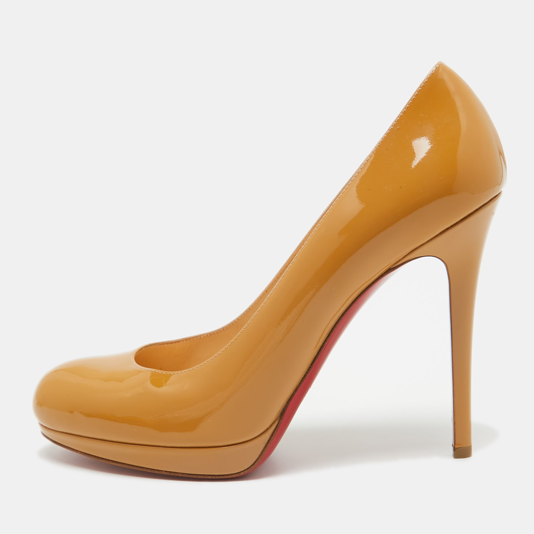 Christian louboutin beige patent leather neofilo pumps size 38.5