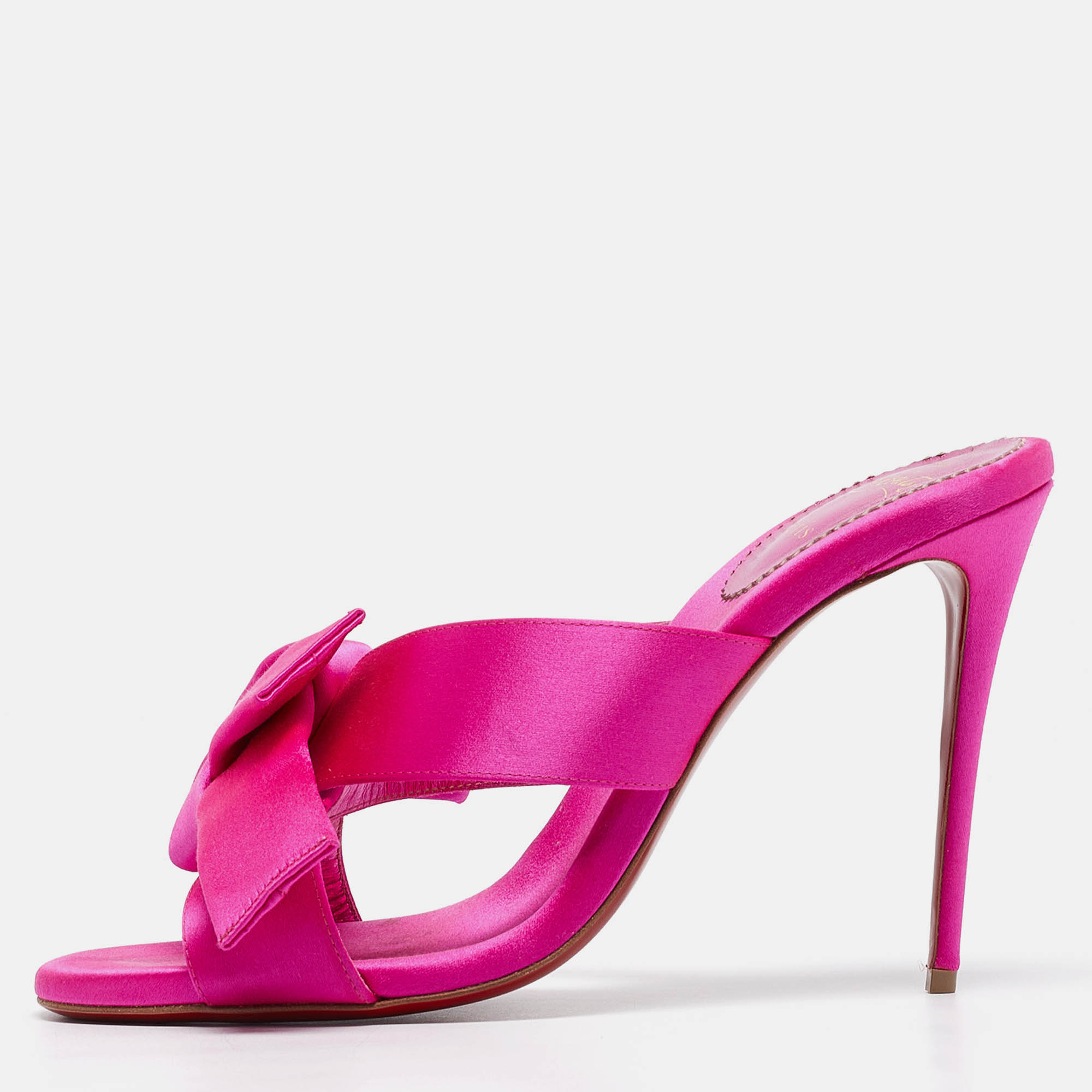 Christian louboutin pink satin matricia sandals size 40