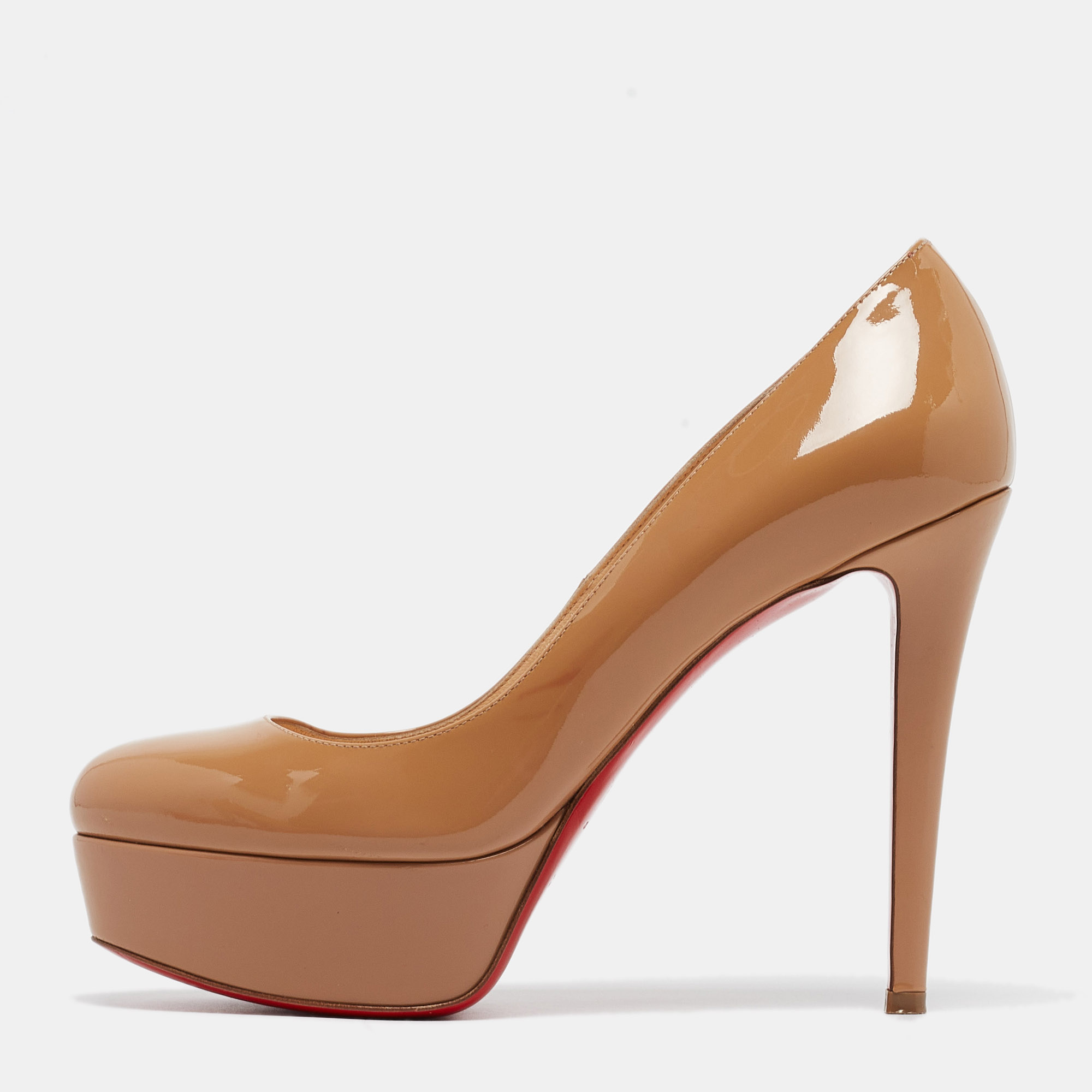 Christian louboutin beige patent leather bianca pumps size 38.5