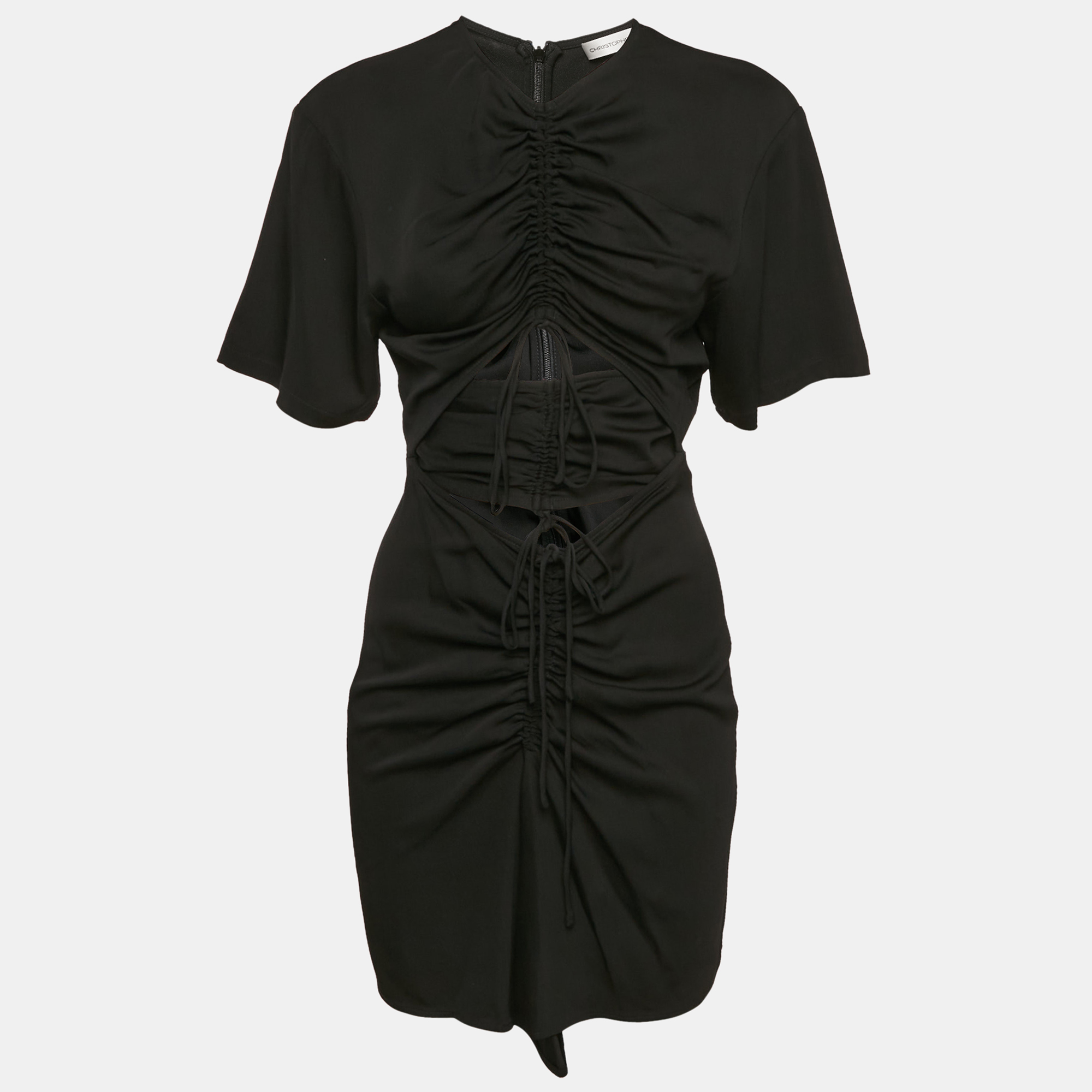 Christopher Esber Black Stretch Crepe Cut-Out Ruche Tie Up Mini Dress S
Christopher Esber Black Stretch Crepe Cut-Out Ruche Tie Up Mini Dress S