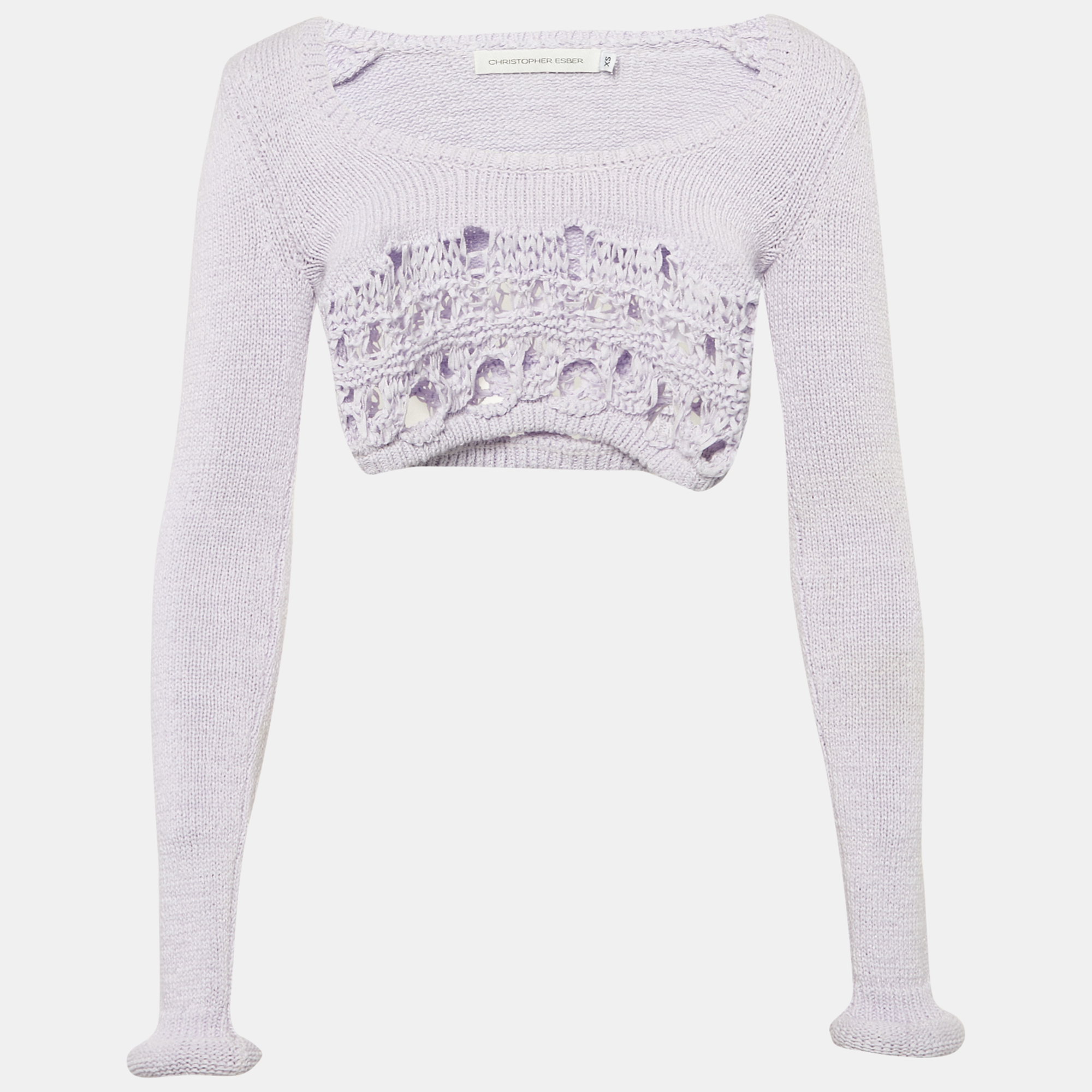 Christopher Esber Lilac Crochet Cotton Long Sleeve Crop Top XS, Purple
Christopher Esber Lilac Crochet Cotton Long Sleeve Crop Top XS, Purple