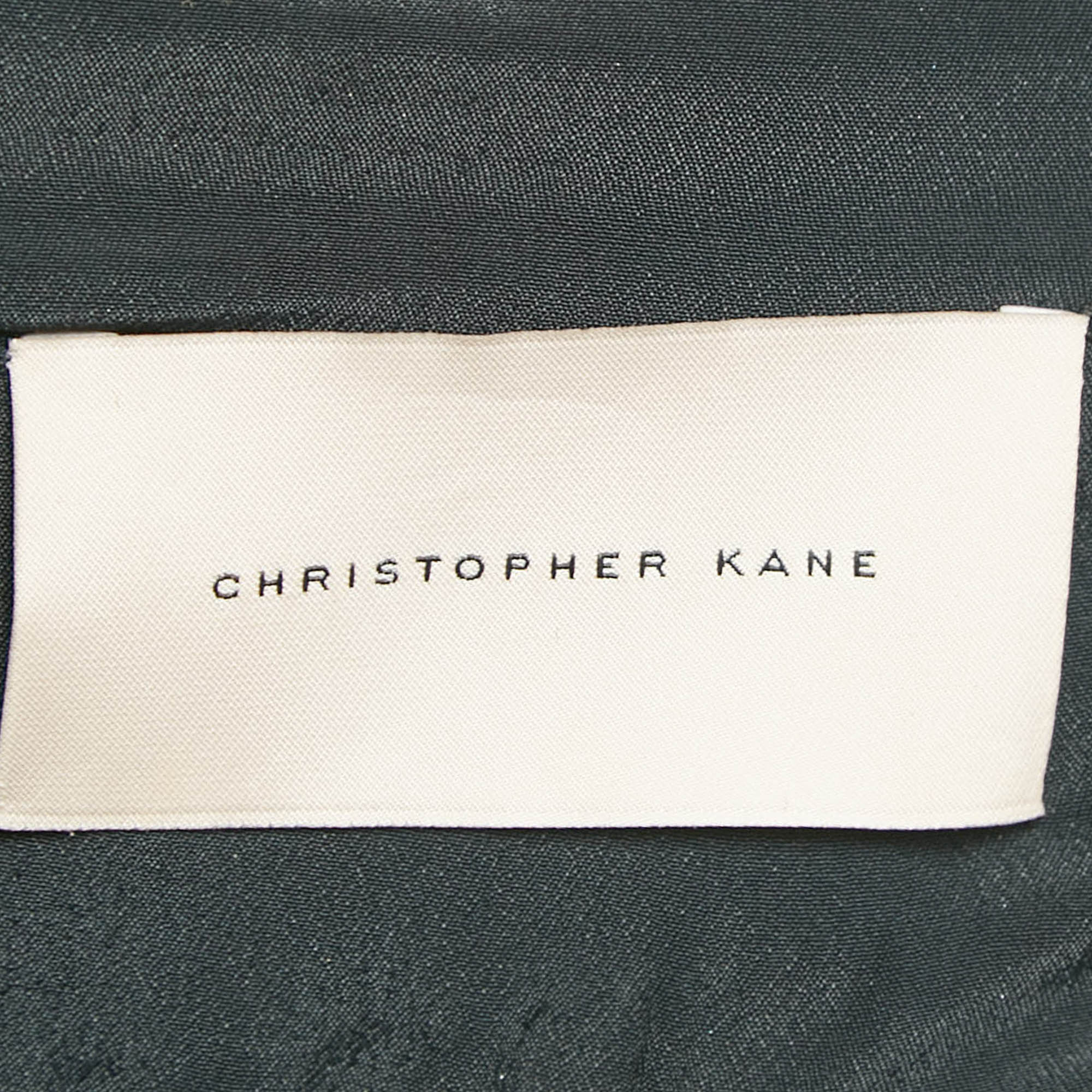 Christopher Kane Black Faux Leather Cut-Out Strap Detail Maxi Dress S