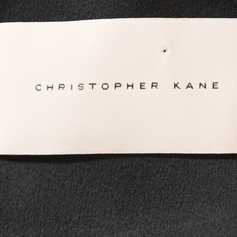 Christopher Kane Black Cotton Blend Flower Applique Trim Sleeveless Top S