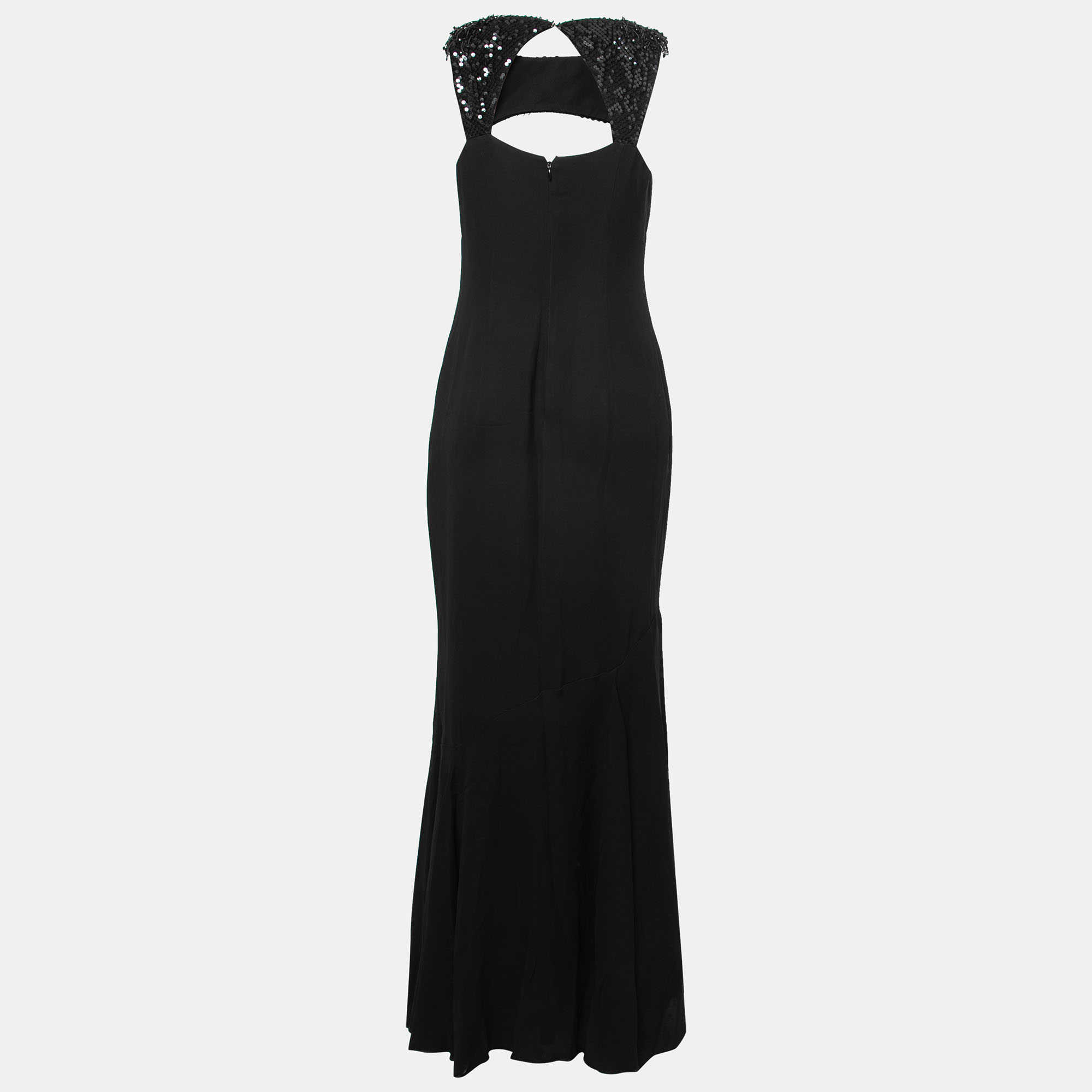 

Class by Roberto Cavalli Black Crepe Embellished Cut-Out Detail Gown