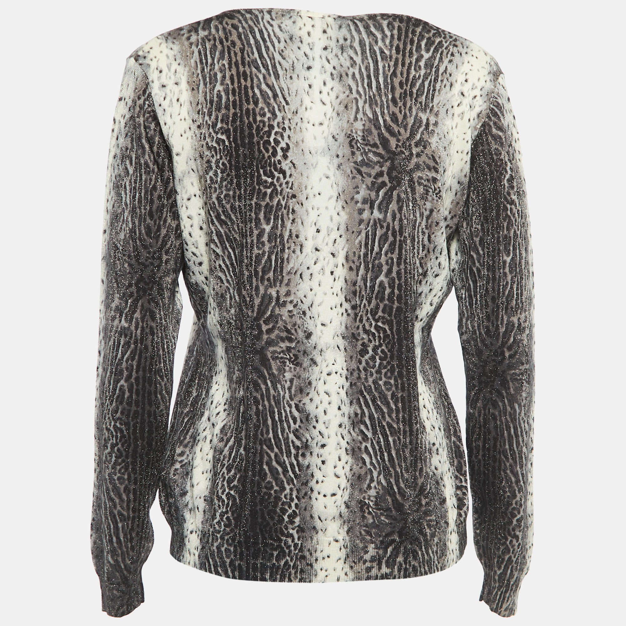 

Class by Roberto Cavalli Multicolor Animal Printed Knit V-Neck Jumper 2XL