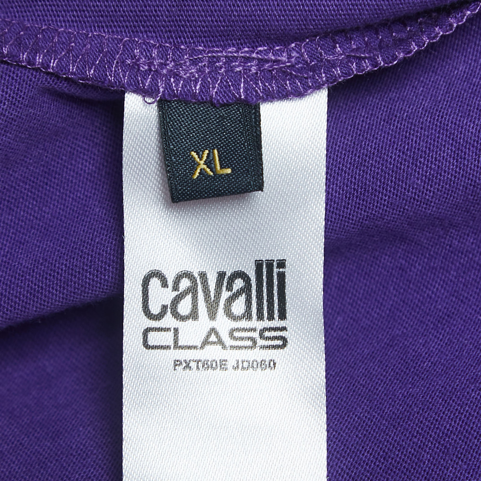 Class By Roberto Cavalli Studded Purple Short Sleeve T-Shirt XL