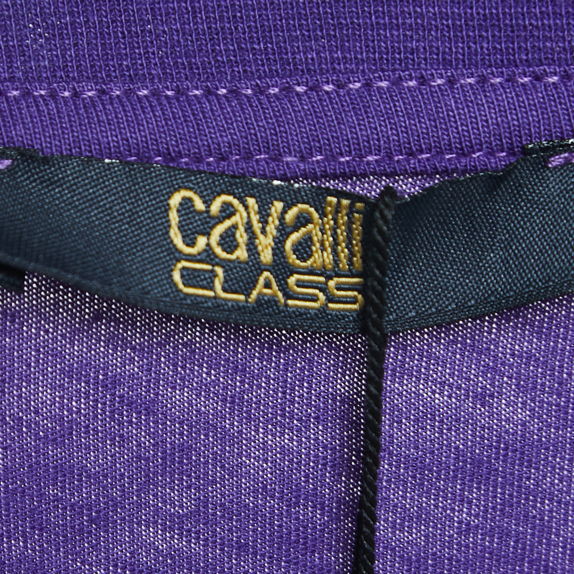 Class By Roberto Cavalli Studded Purple Short Sleeve T-Shirt XL