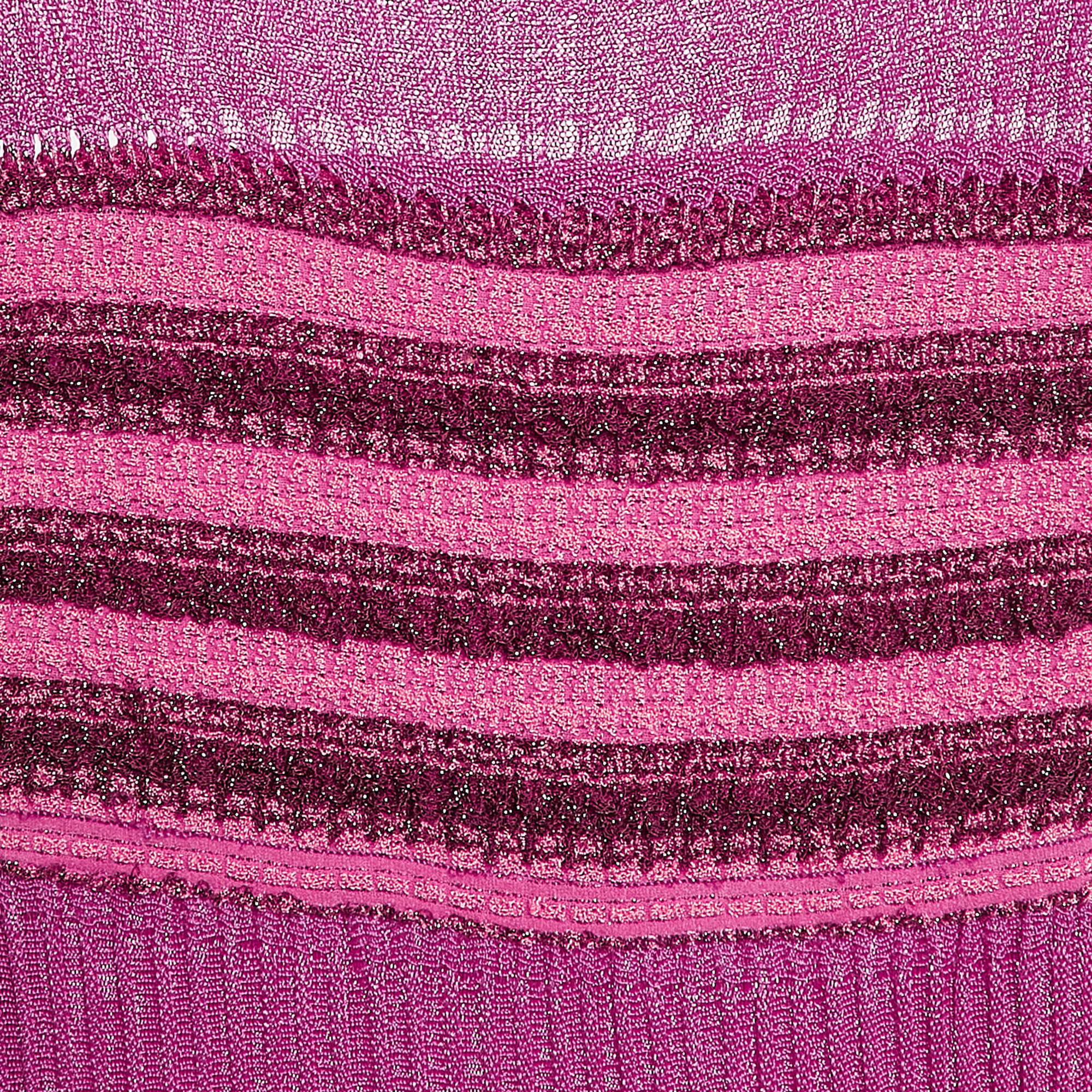 Class By Roberto Cavalli Pink Patterned Knit Maxi Dress XS