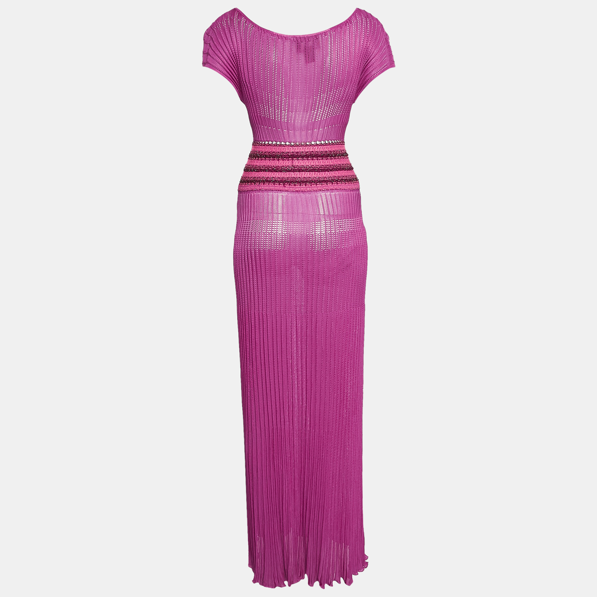 Class By Roberto Cavalli Pink Patterned Knit Maxi Dress XS