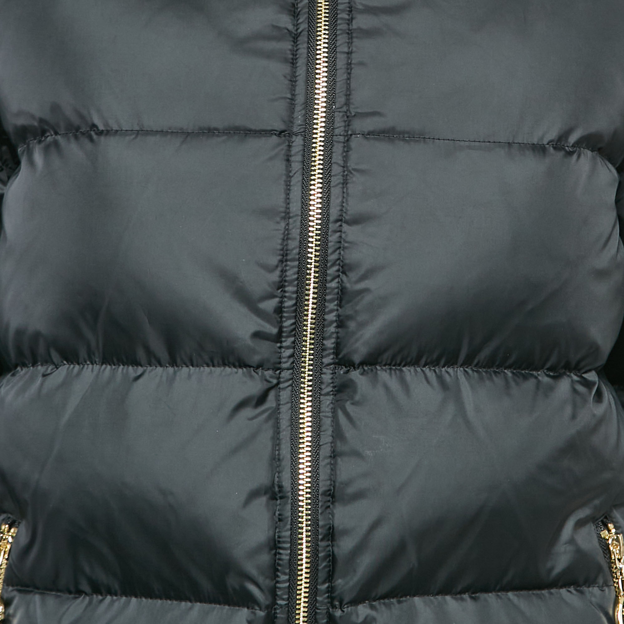 Class By Roberto Cavalli Black Synthetic Chain Detail Down Puffer Jacket S