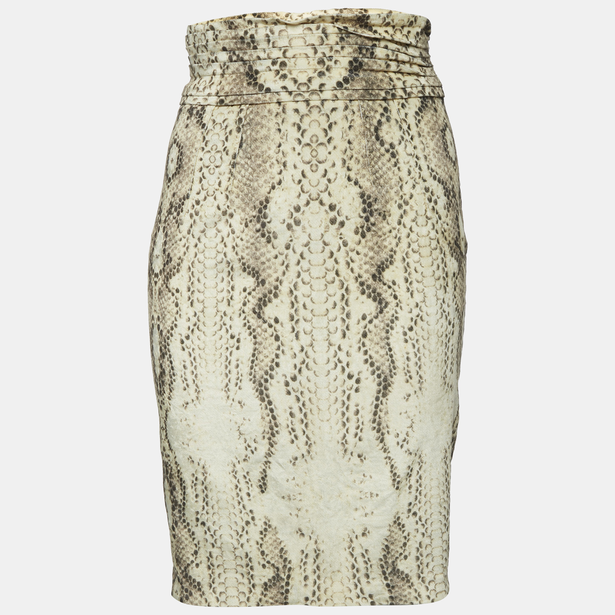 Class by Roberto Cavalli Yellow Snake Print Velvet Pleated Pencil Skirt S
Class by Roberto Cavalli Yellow Snake Print Velvet Pleated Pencil Skirt S