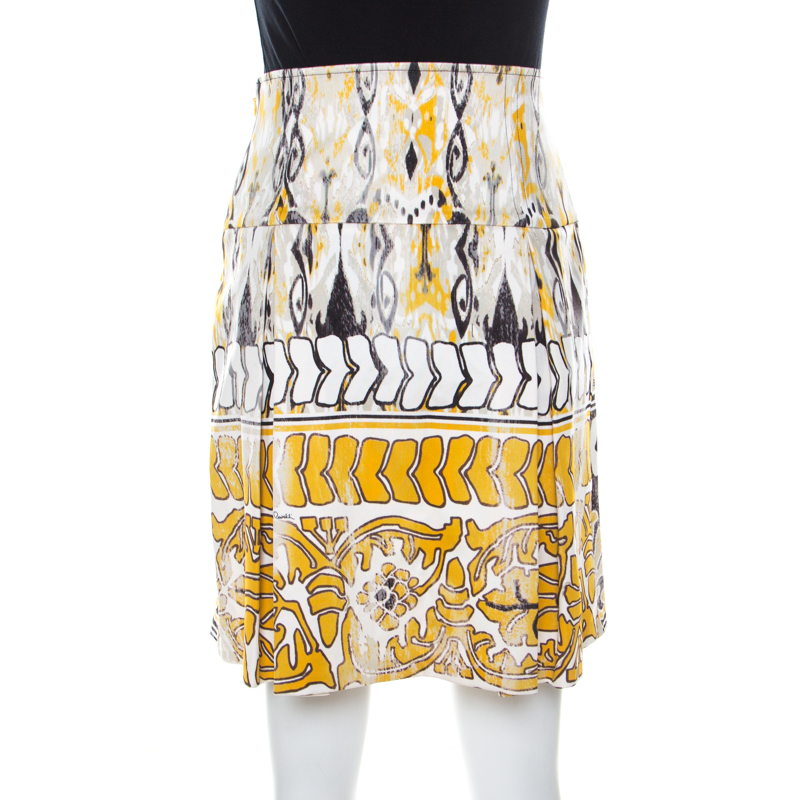 Class By Roberto Cavalli Multicolor Batik Printed Jersey Pleated Skirt M