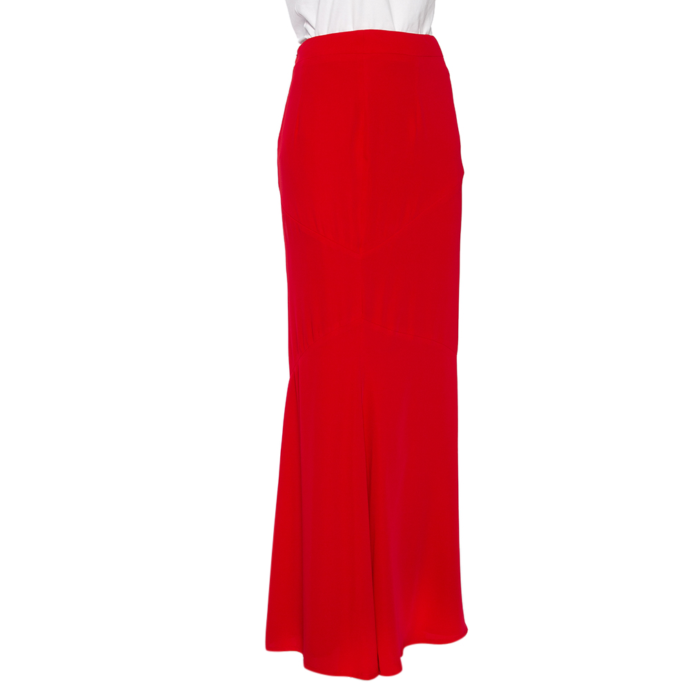 

Class by Roberto Cavalli Red Cady Paneled Maxi Skirt