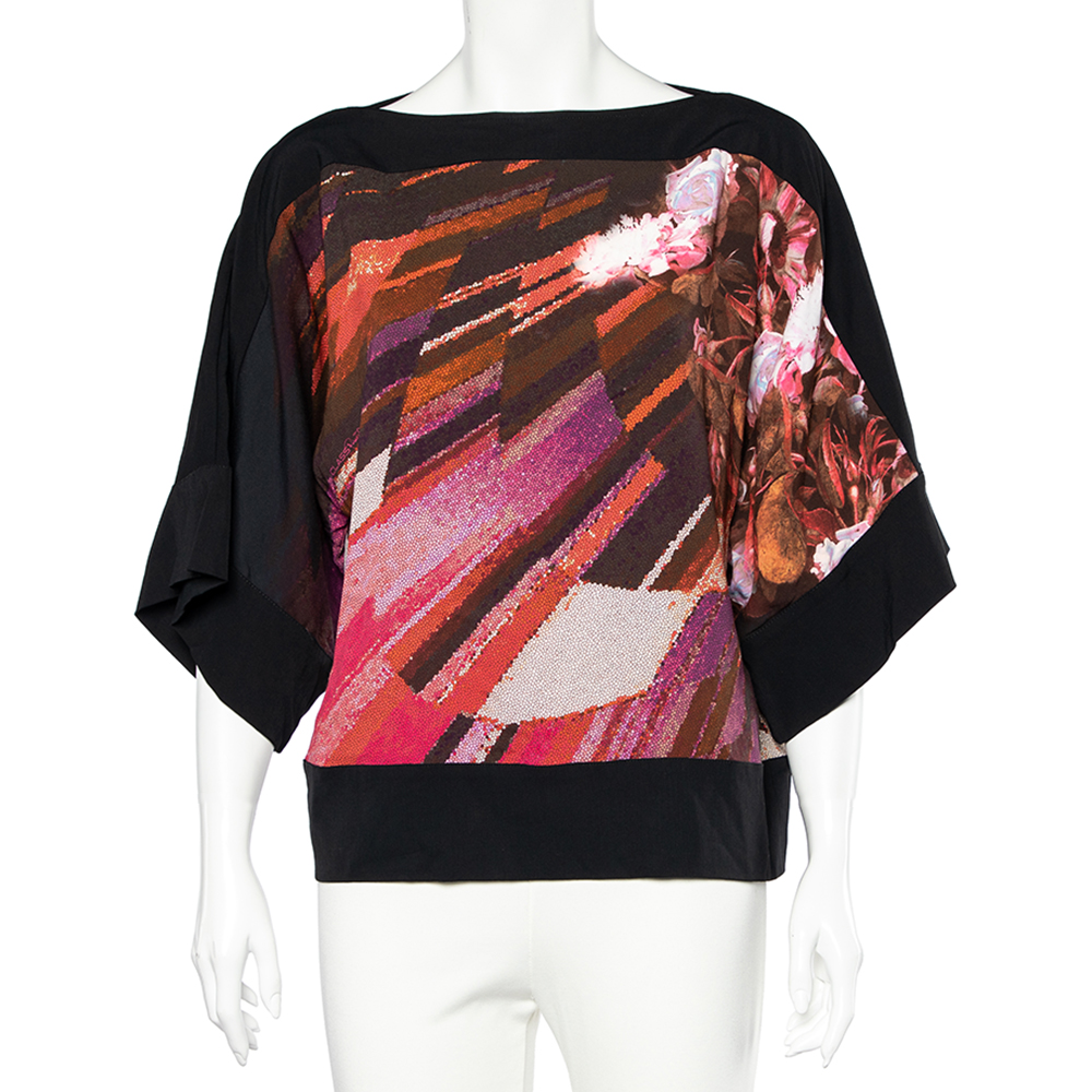 

Class by Roberto Cavalli Multicolored Printed Crepe Blouse, Multicolor