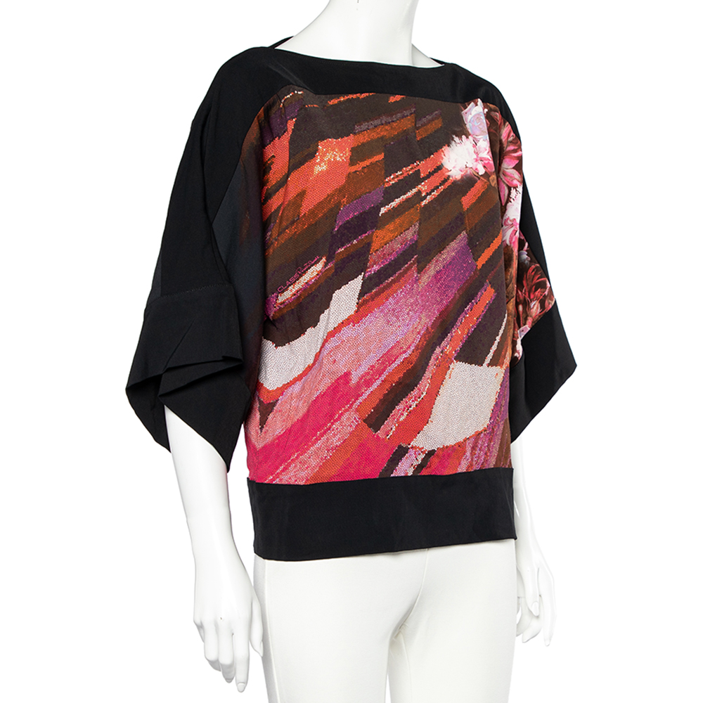 Class By Roberto Cavalli Multicolored Printed Crepe Blouse M