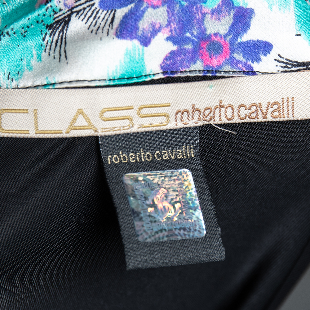 Class By Roberto Cavalli Black Jersey Contrast Paneled Top M
