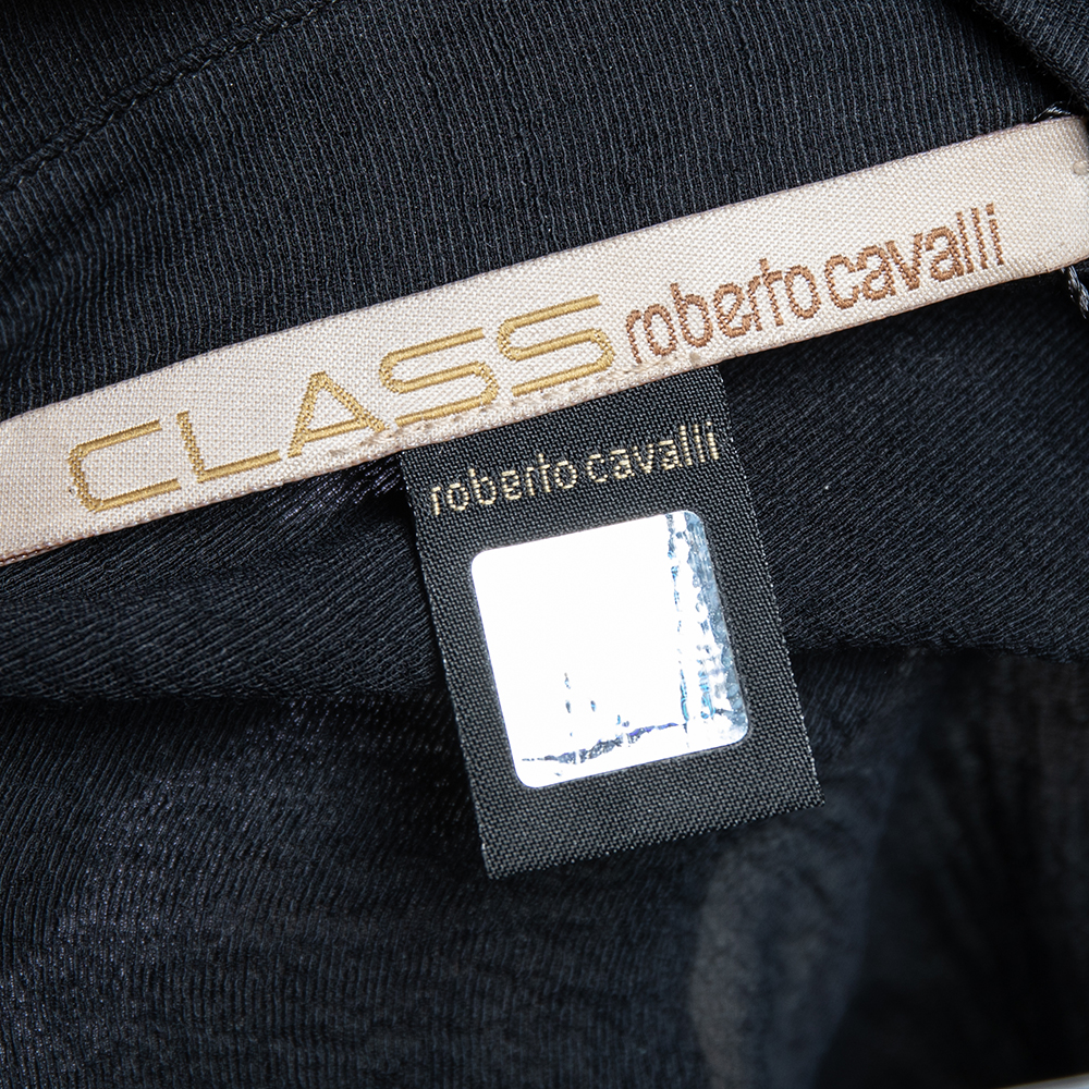 Class By Roberto Cavalli Black Lurex Crepe Button Front Shirt M