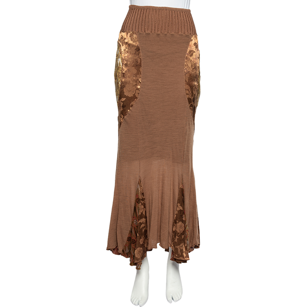 

Class by Roberto Cavalli Brown Wool Knit Paneled Skirt