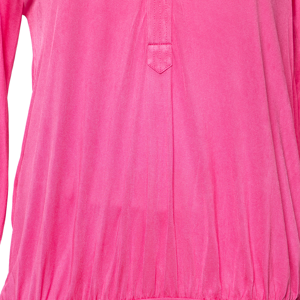 Class By Roberto Cavalli Pink Silk Knit Button Front Top M