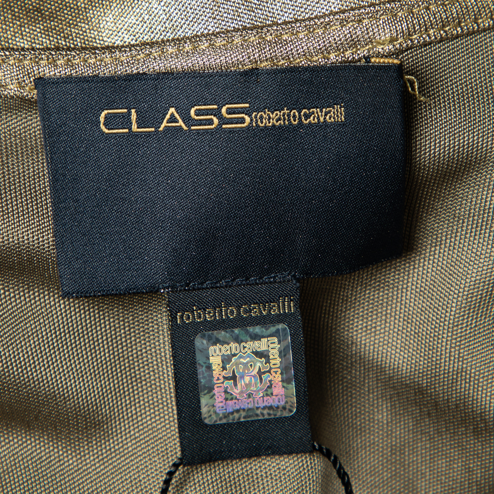 Class By Roberto Cavalli Gold Metallic Belt Detail Faux Wrap Dress M