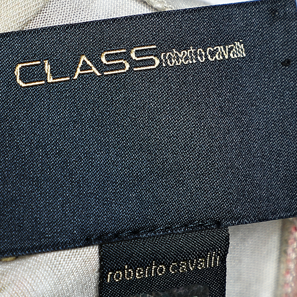 Class Cavalli Multicolor Printed Knit Draped Top L