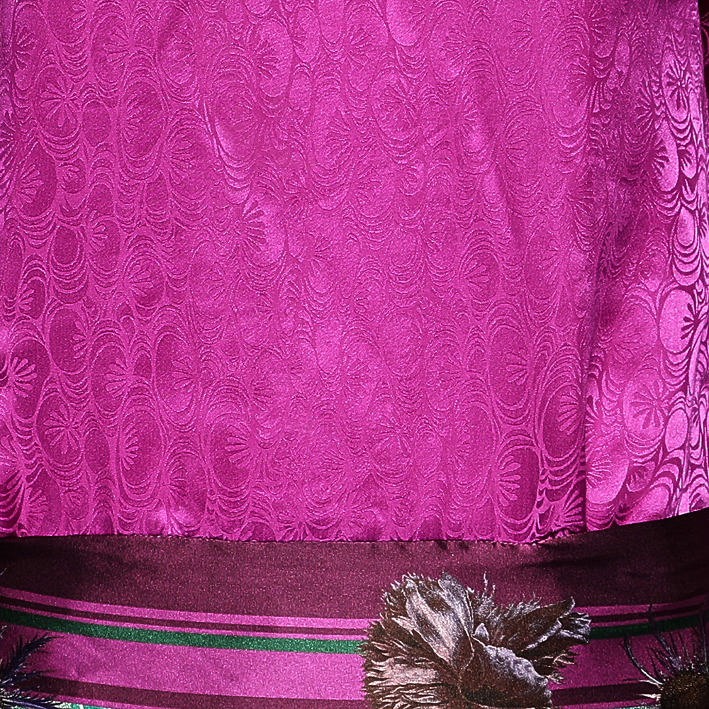 Class By Roberto Cavalli Purple Silk Contrast Waist Tie Detail Dress M