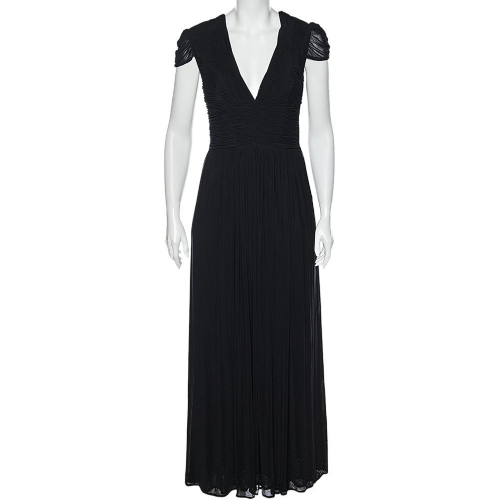 

Class by Roberto Cavalli Black Jersey Ruched Maxi Dress