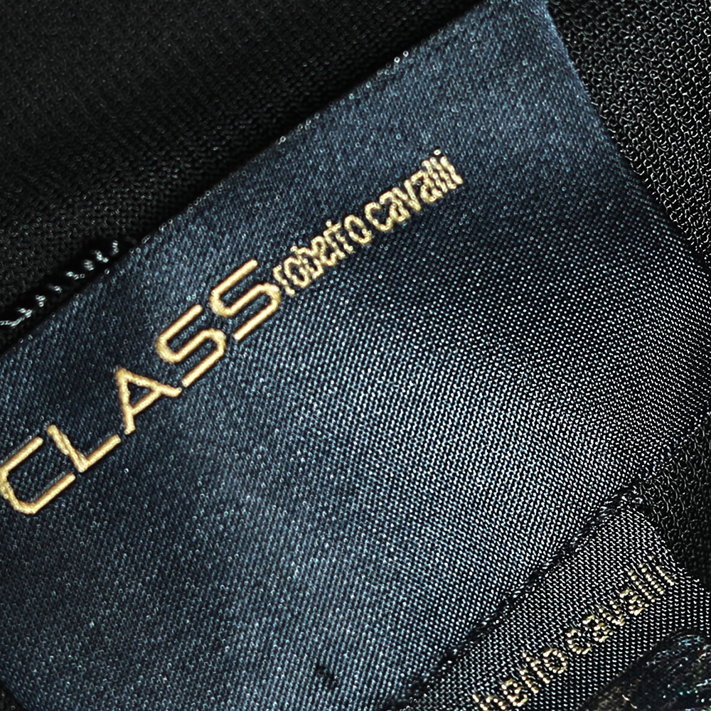 Class By Roberto Cavalli Black Jersey Ruched Maxi Dress M