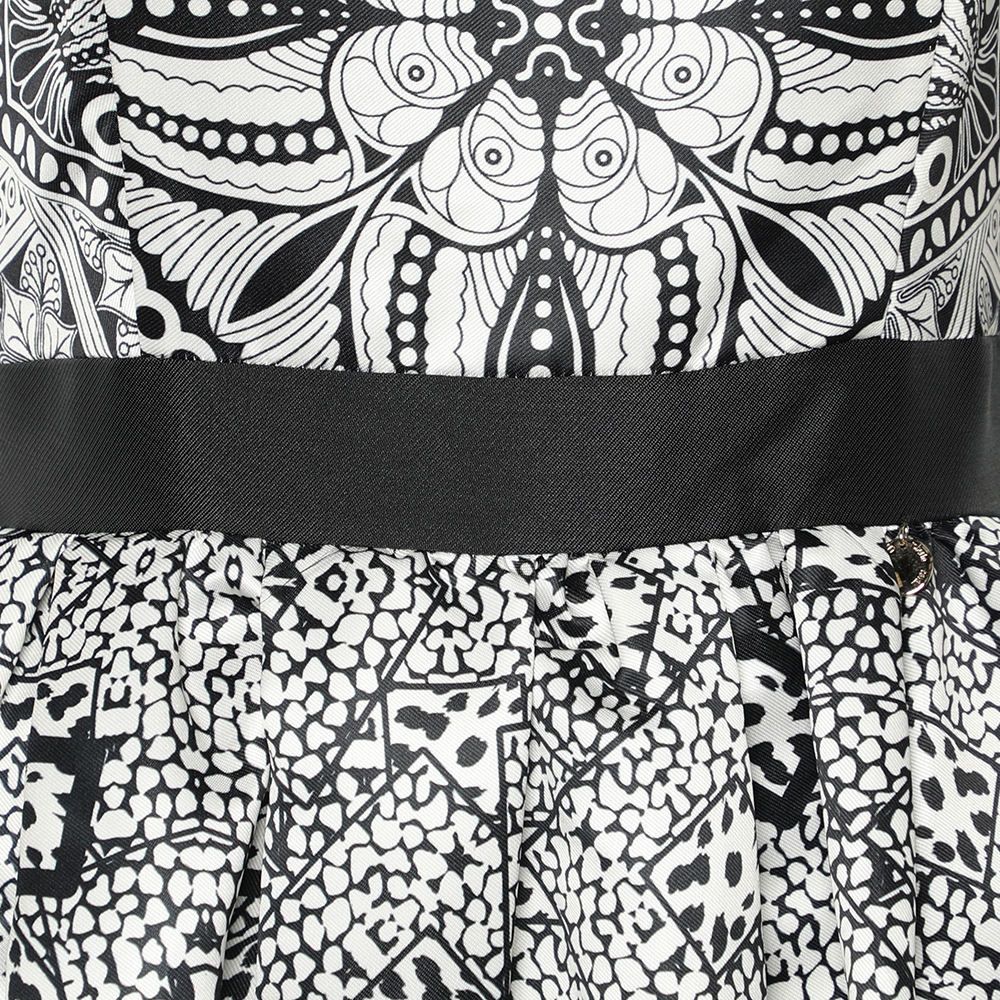 Class Cavalli Monochrome Printed Sateen Maxi Dress M