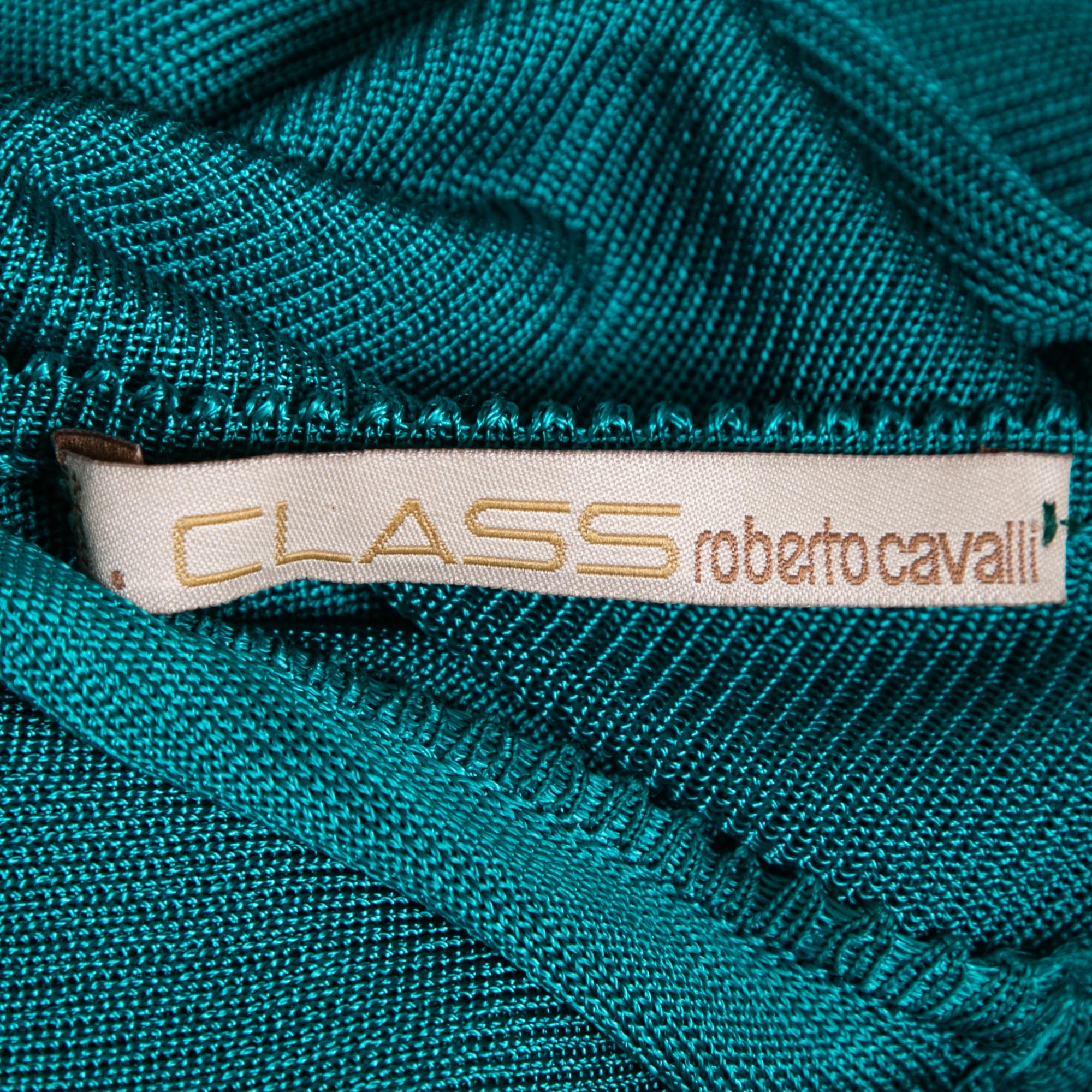 Class By Roberto Cavalli Teal Blue Knit Embellished Hem Camisole M