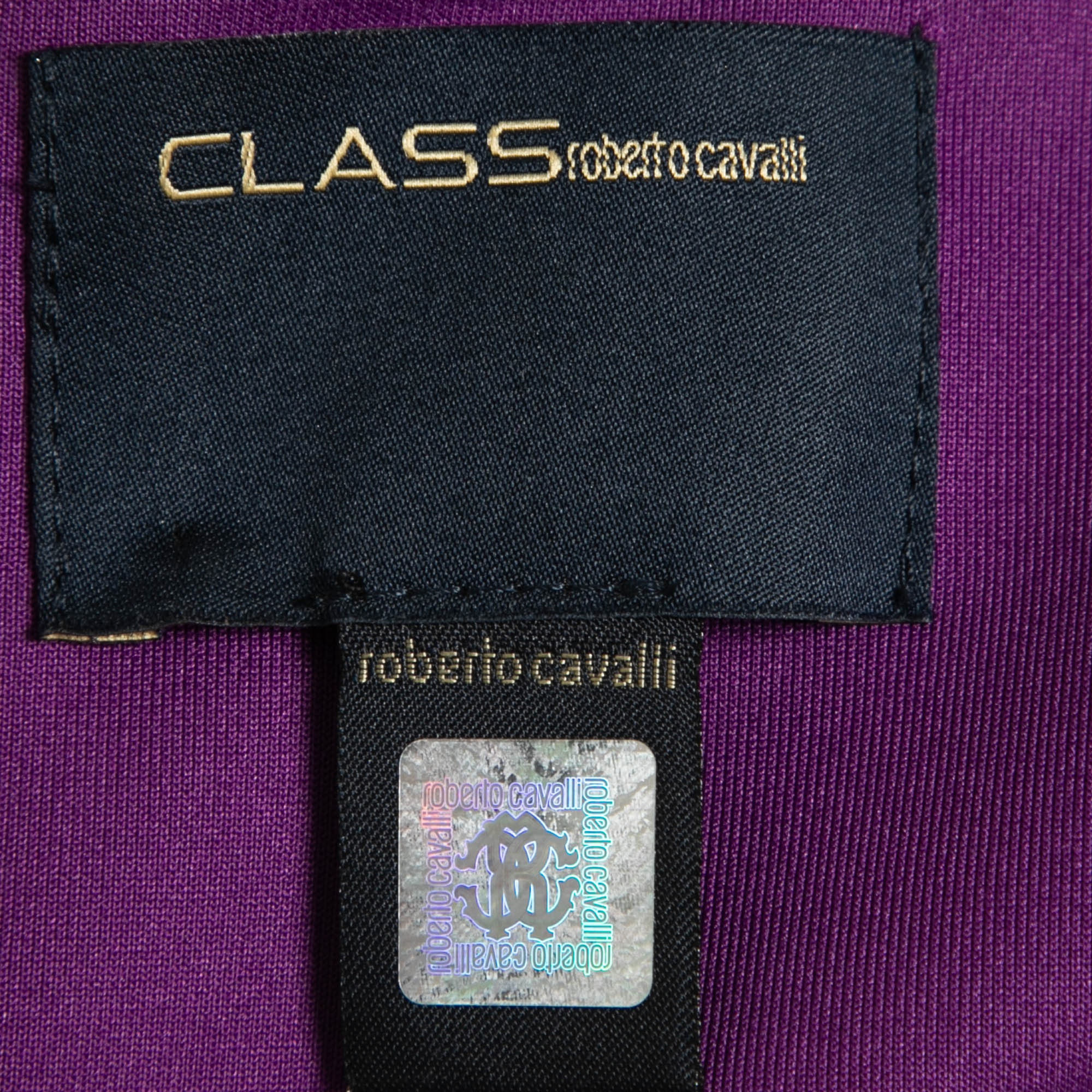 Class By Roberto Cavalli Purple Jersey Floral Applique Beaded Bodycon Dress M