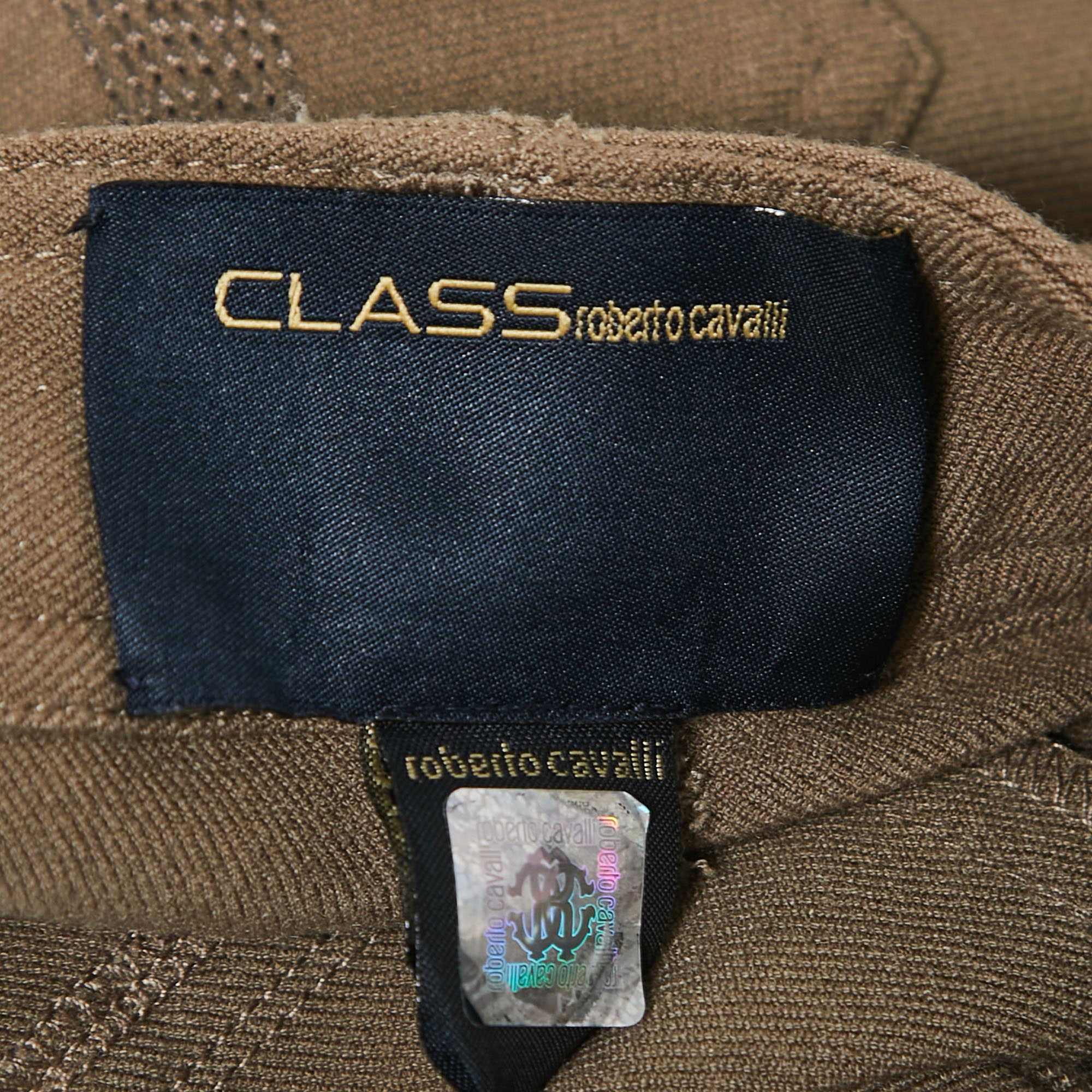 Class By Roberto Cavalli Dark Beige Knit Slim Fit Trousers S