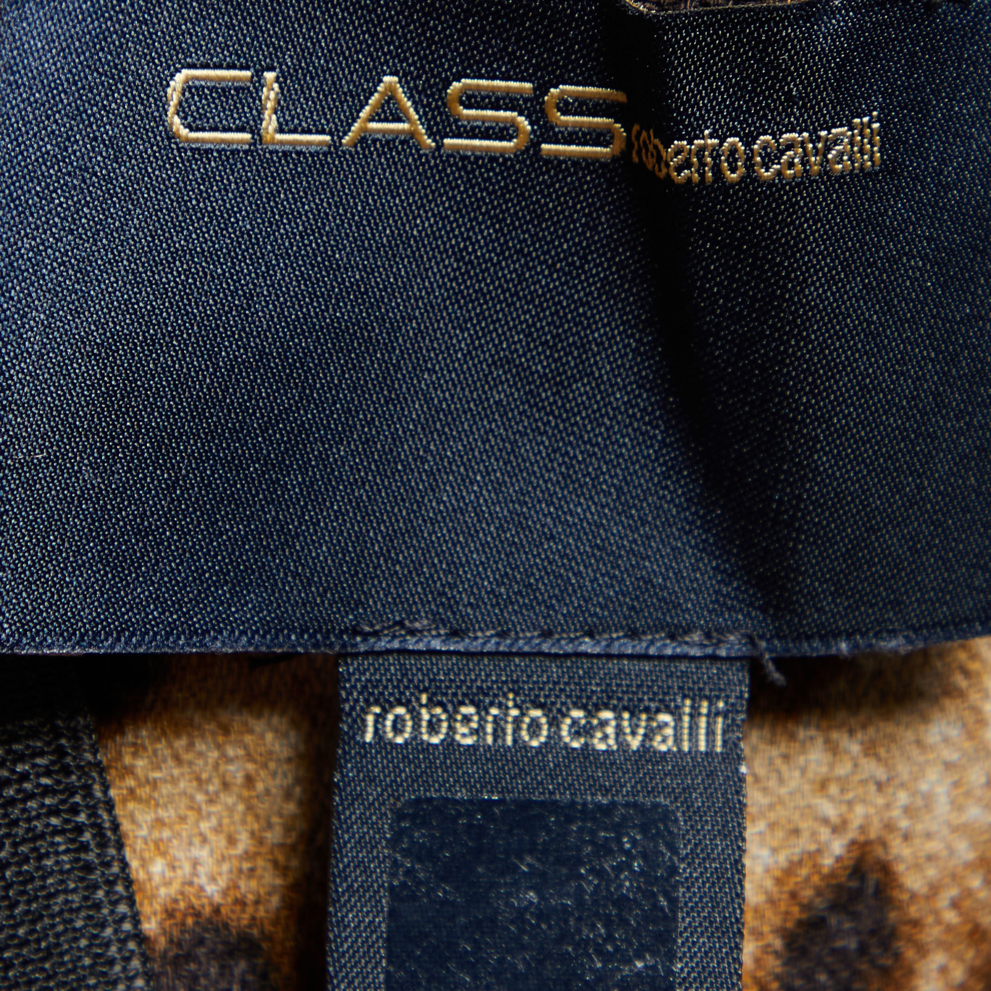 Class By Roberto Cavalli Brown Animal Printed Crepe Top M