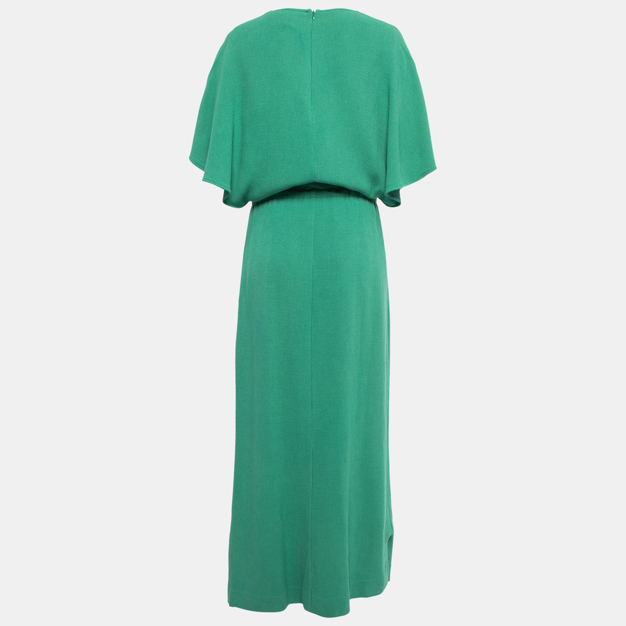 

Class by Roberto Cavalli Green Crepe Ruffled Sleeve Elasticized Waist Maxi Dress