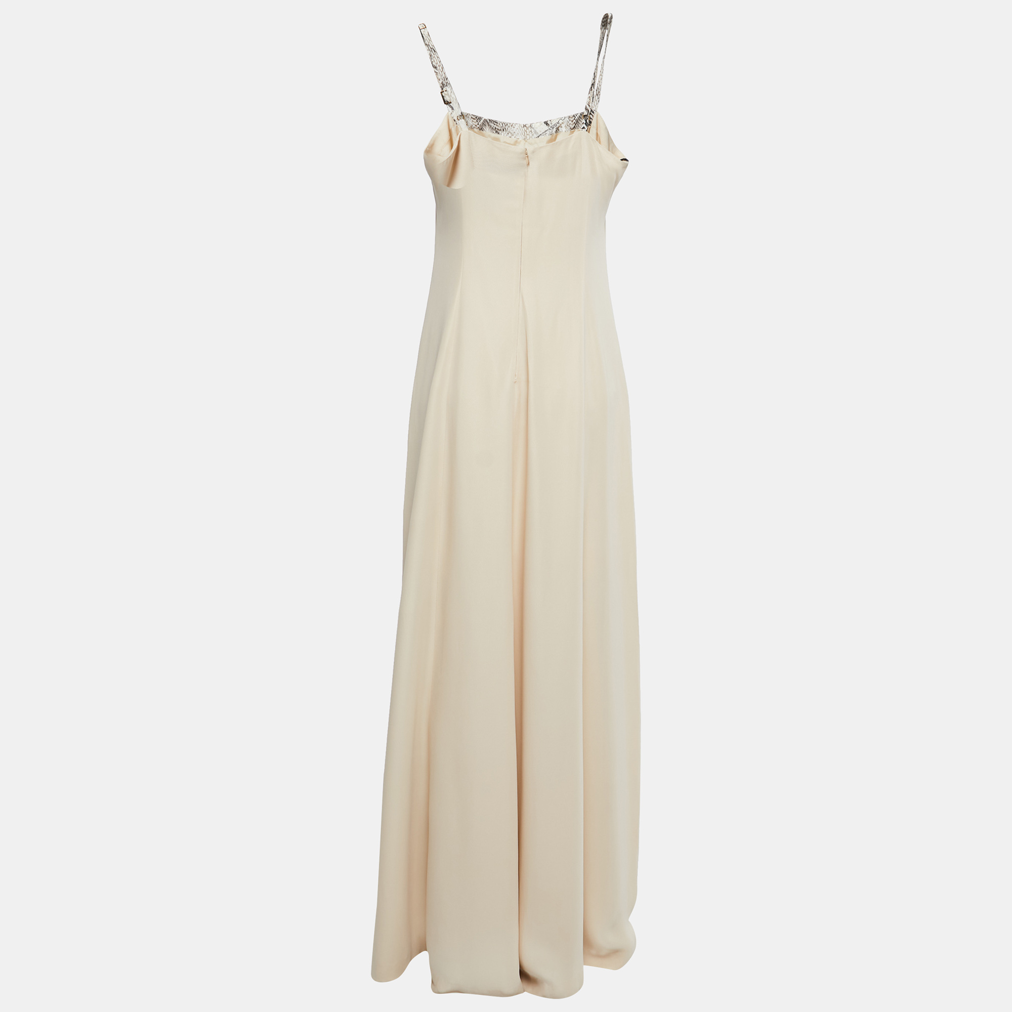 

Class by Roberto Cavalli Beige Snake Printed Crepe Strappy Maxi Dress