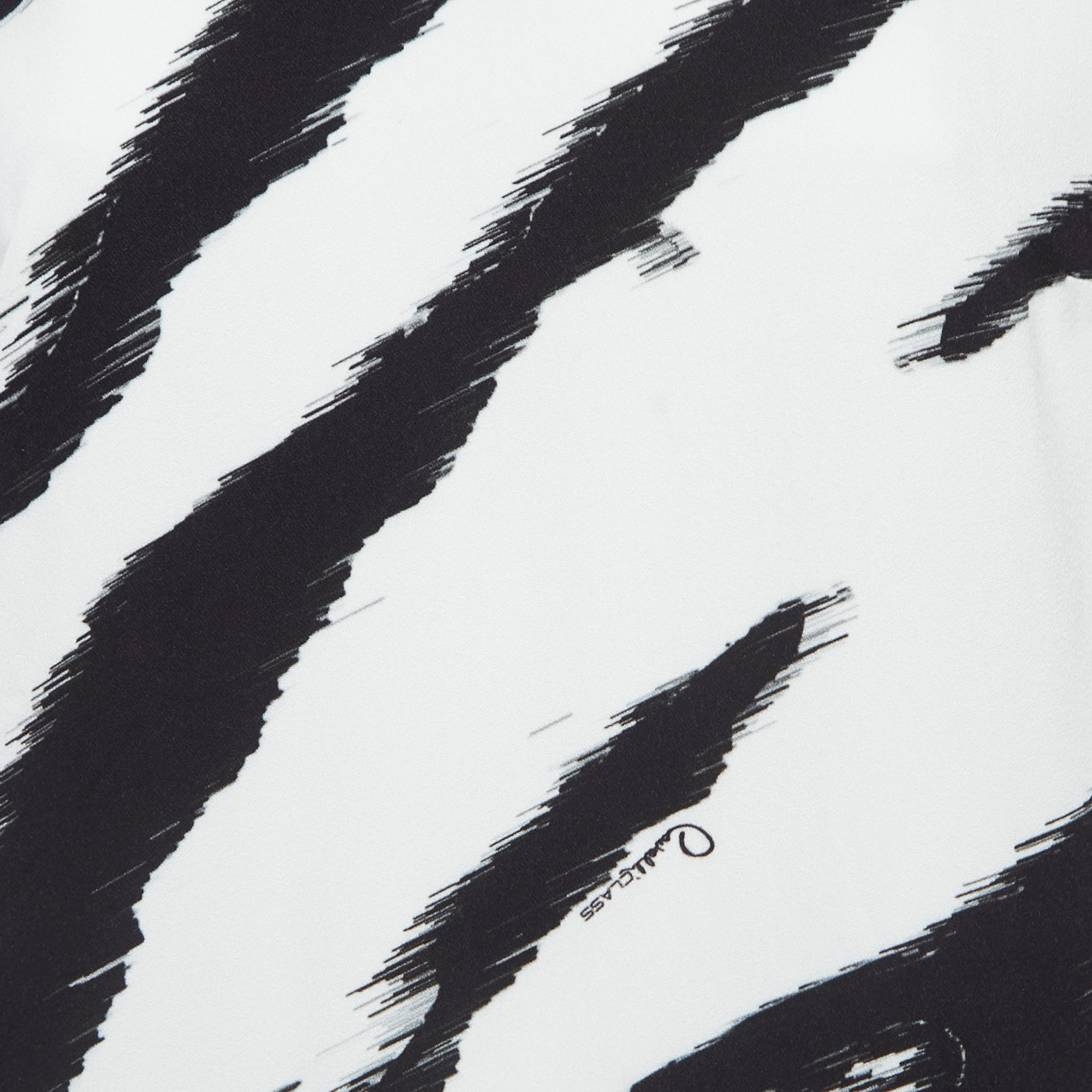 Class By Roberto Cavalli White/Black Patterned Crepe Shift Dress L