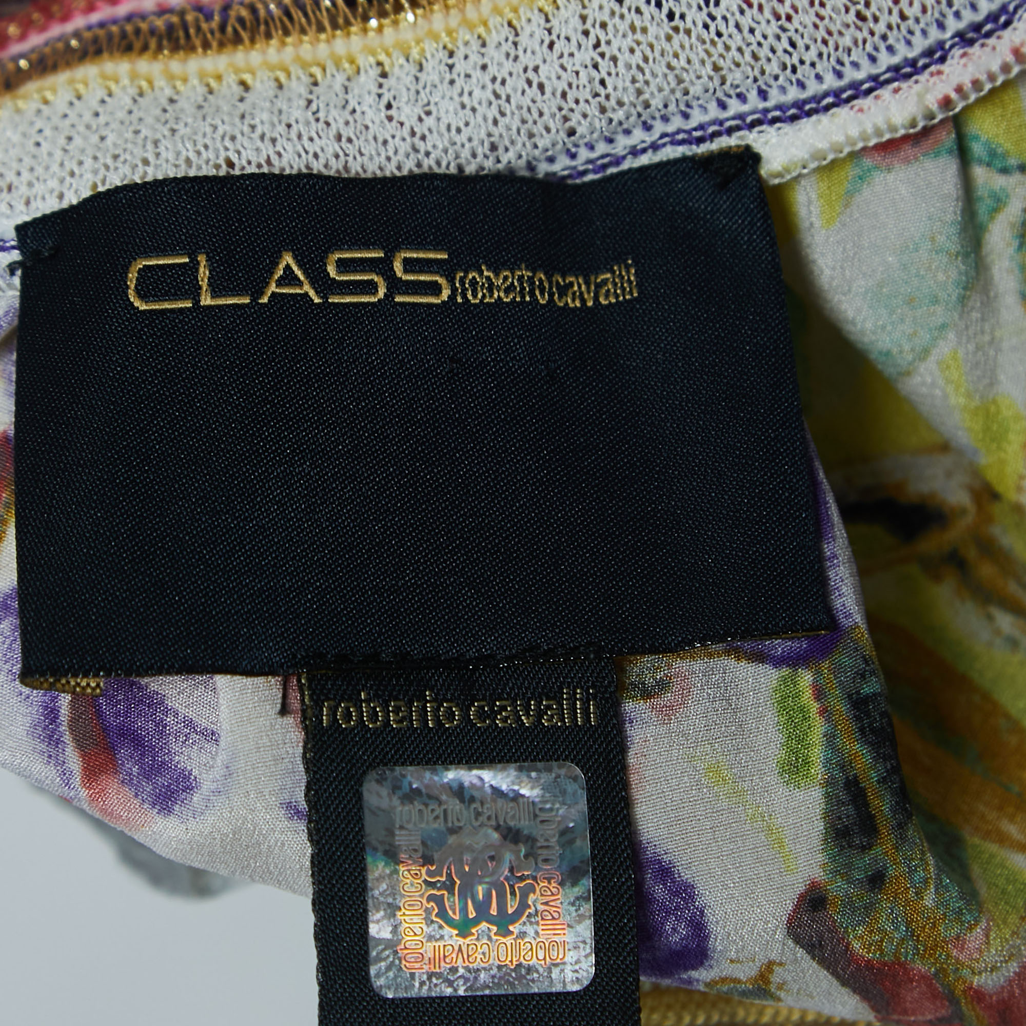 Class By Roberto Cavalli Multicolor Floral Print Silk V-Neck Sleeveless Top S