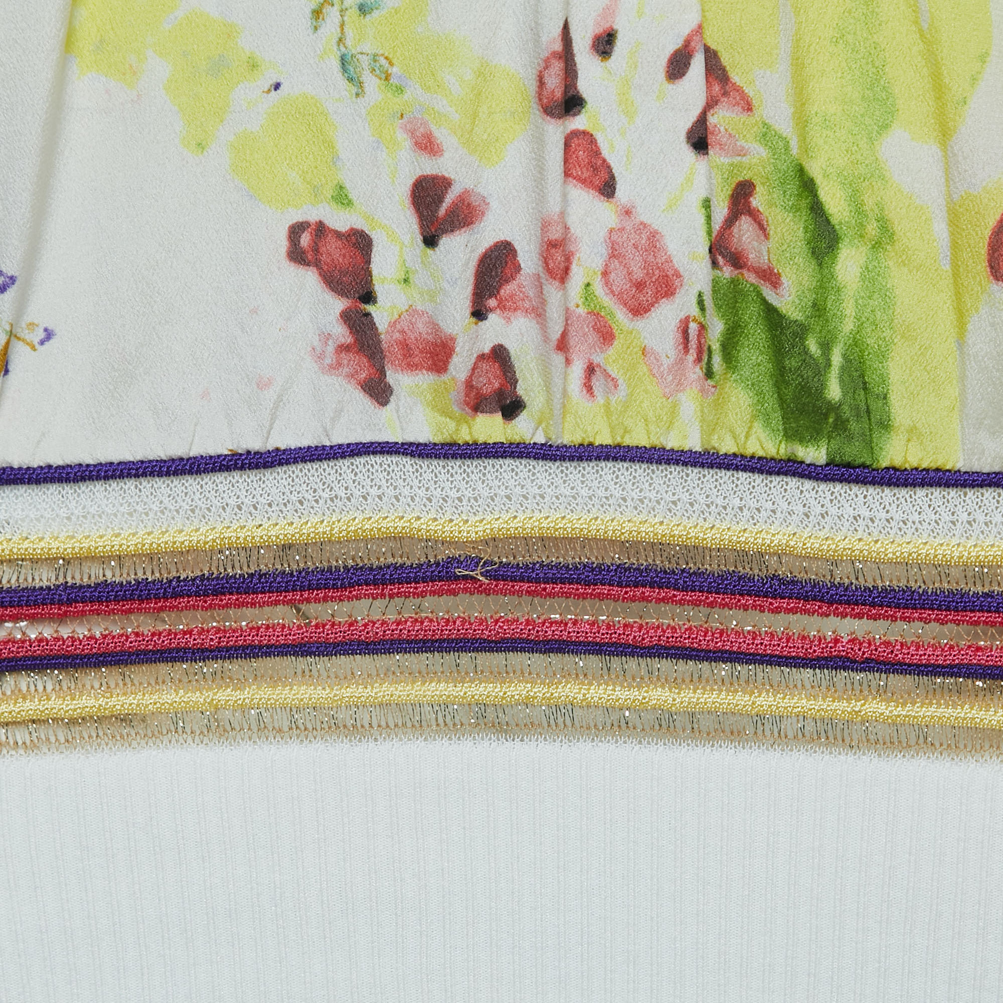 Class By Roberto Cavalli Multicolor Floral Print Silk V-Neck Sleeveless Top S