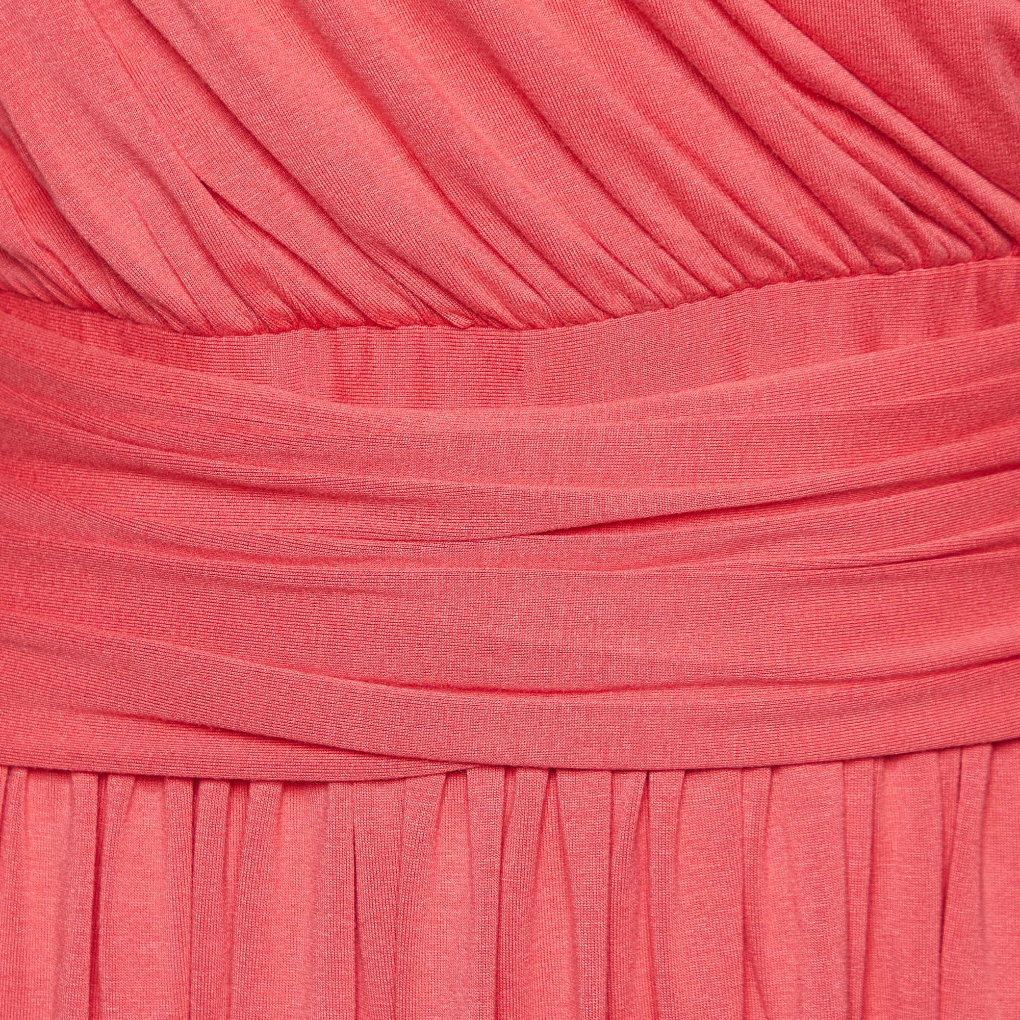 Class By Roberto Cavalli Coral Pink Jersey Draped Dress M