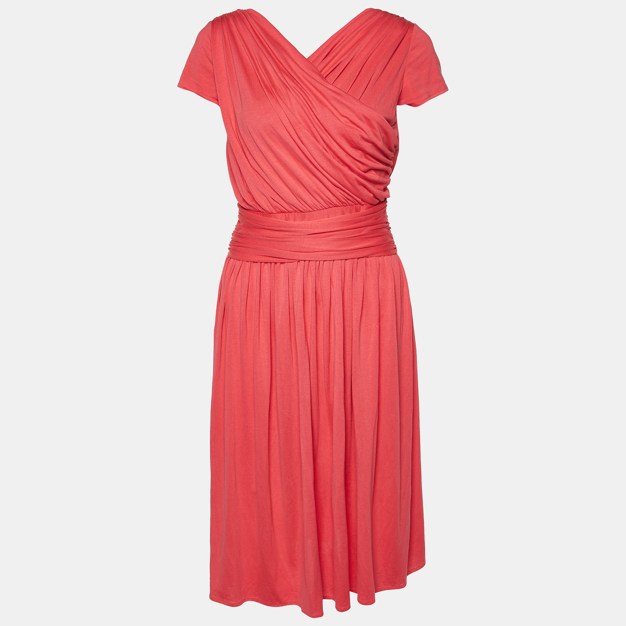 

Class by Roberto Cavalli Coral Pink Jersey Draped Dress