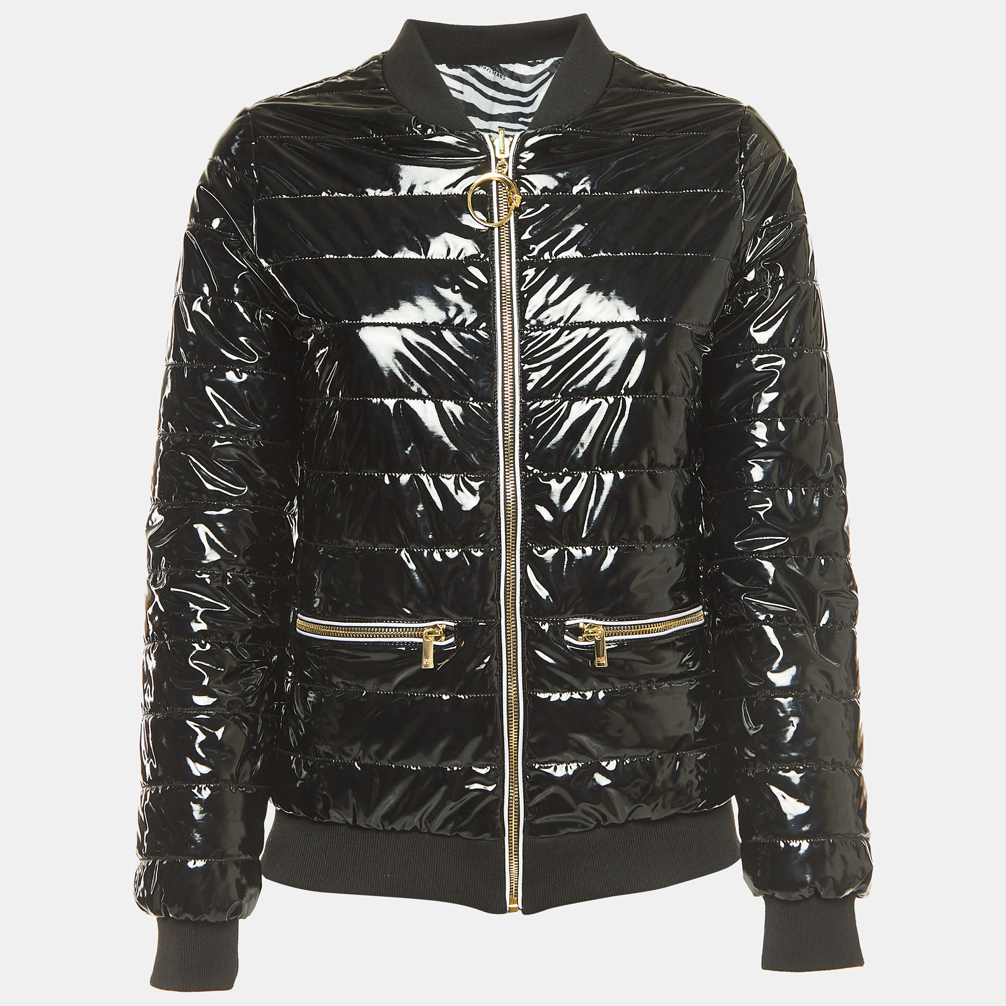 Class by roberto cavalli black quilted synthetic bomber jacket s