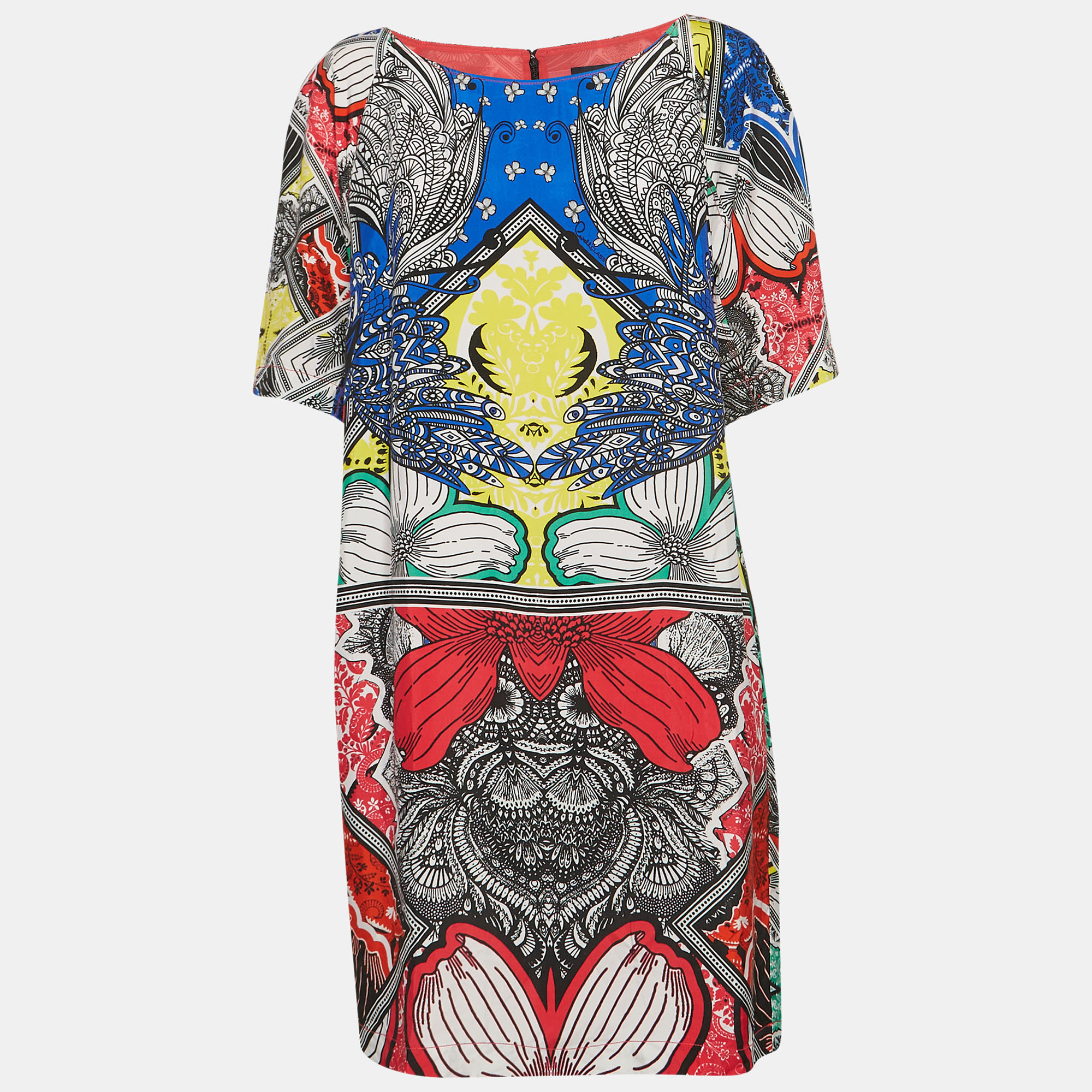 

Class by Roberto Cavalli Multicolor Printed Crepe Mini Shift Dress