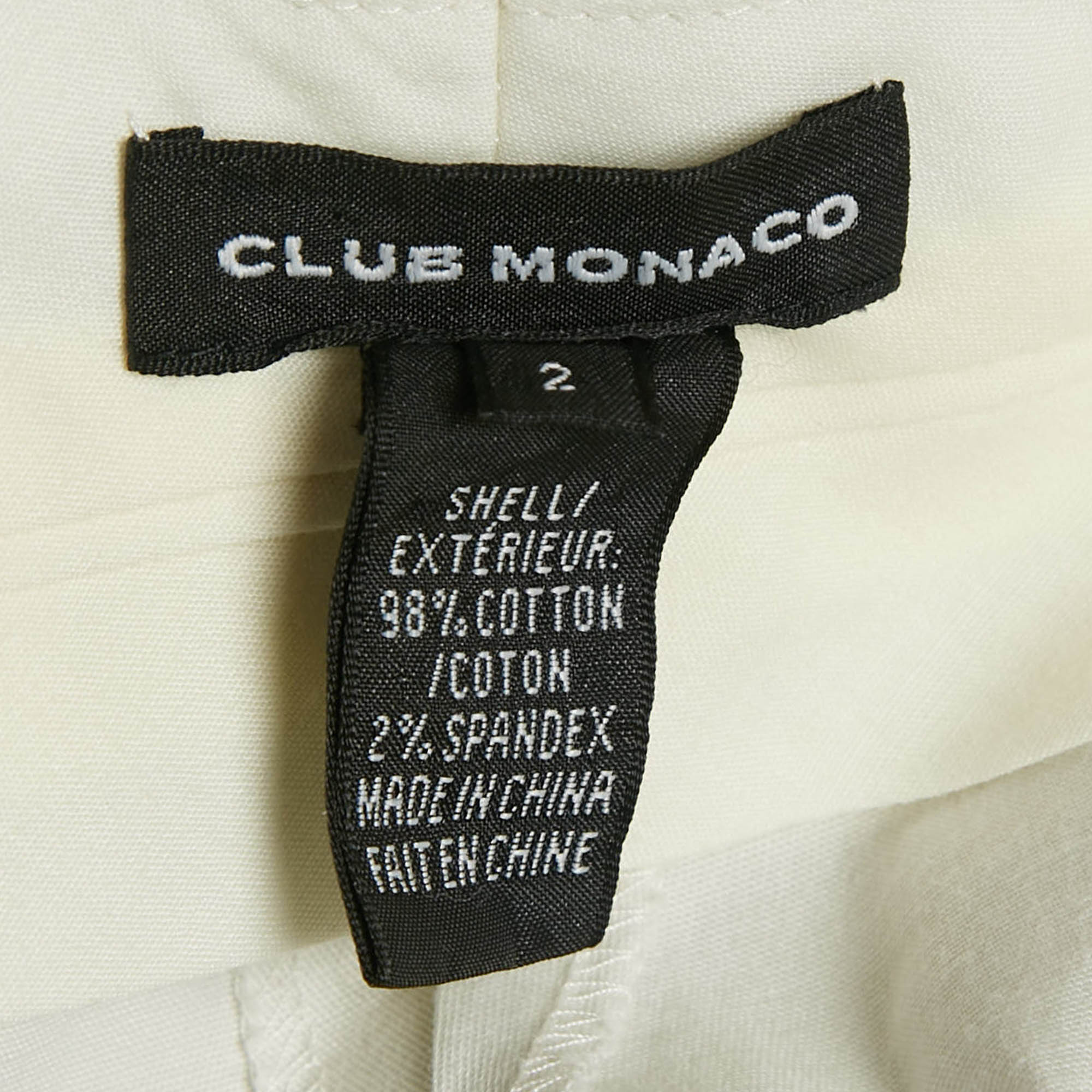 Club Monaco White Cotton Shorts S