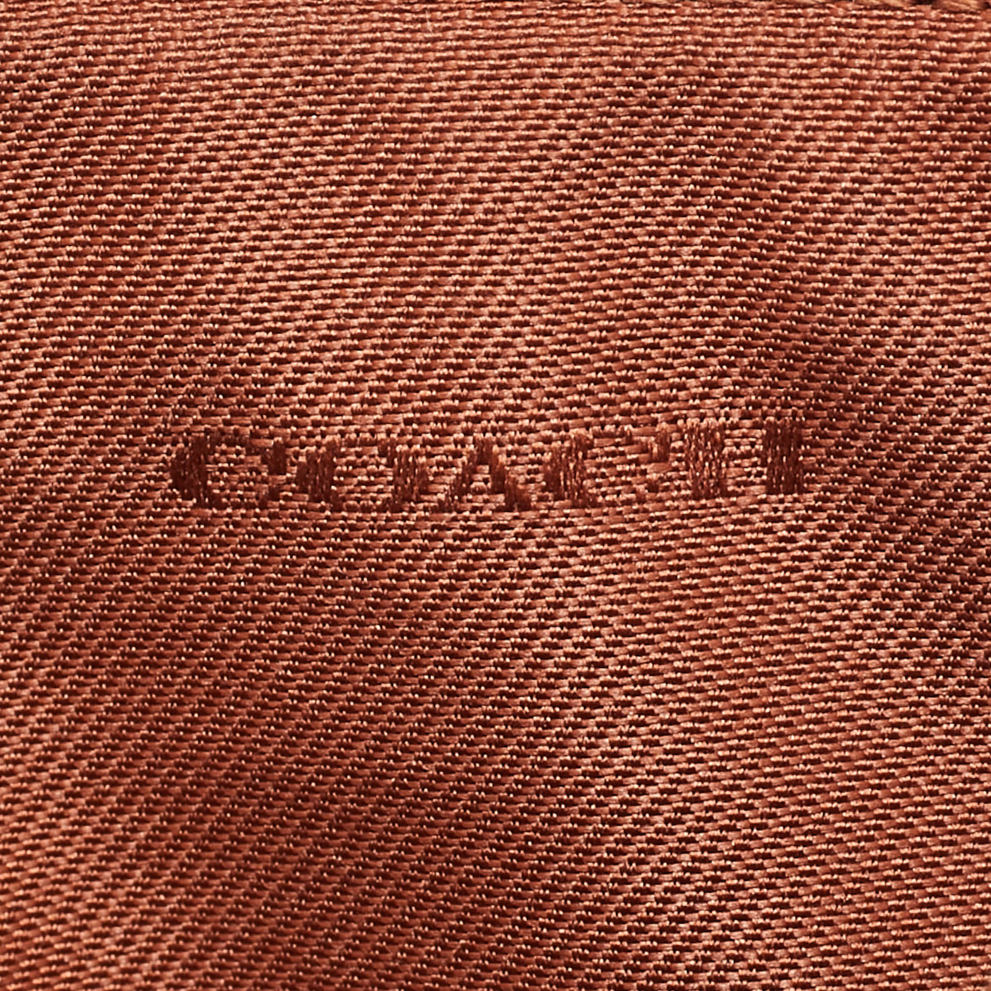 Coach Beige/Peach Signature Coated Canvas And Leather Zip Wristlet Pouch